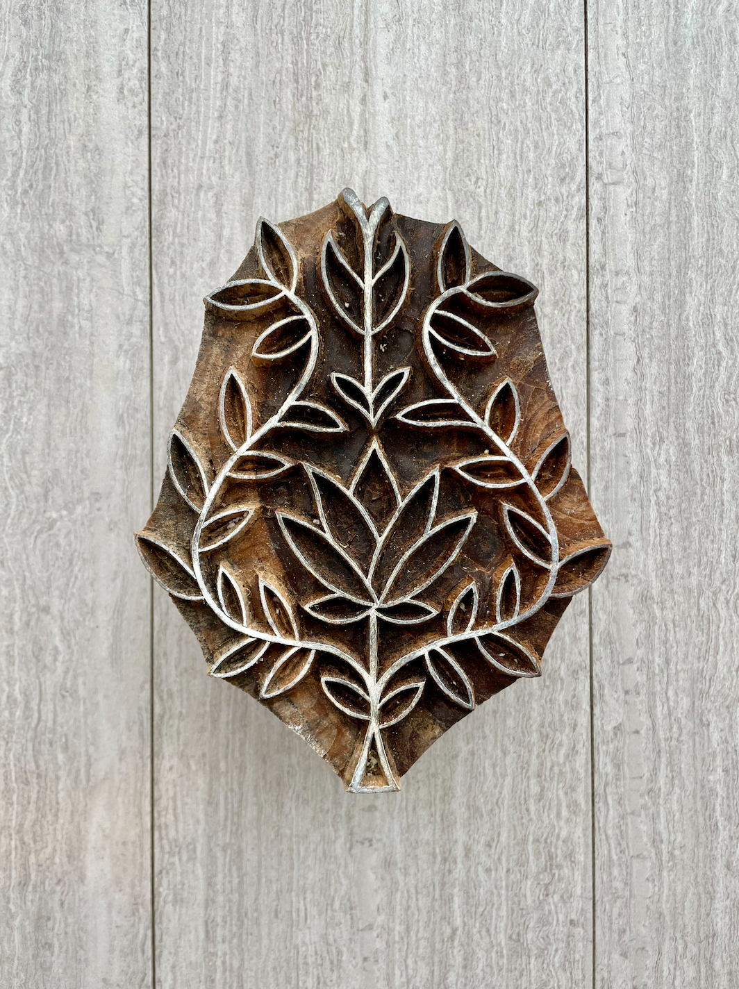 Hand-Carved Wooden Block - Lotus by Mended