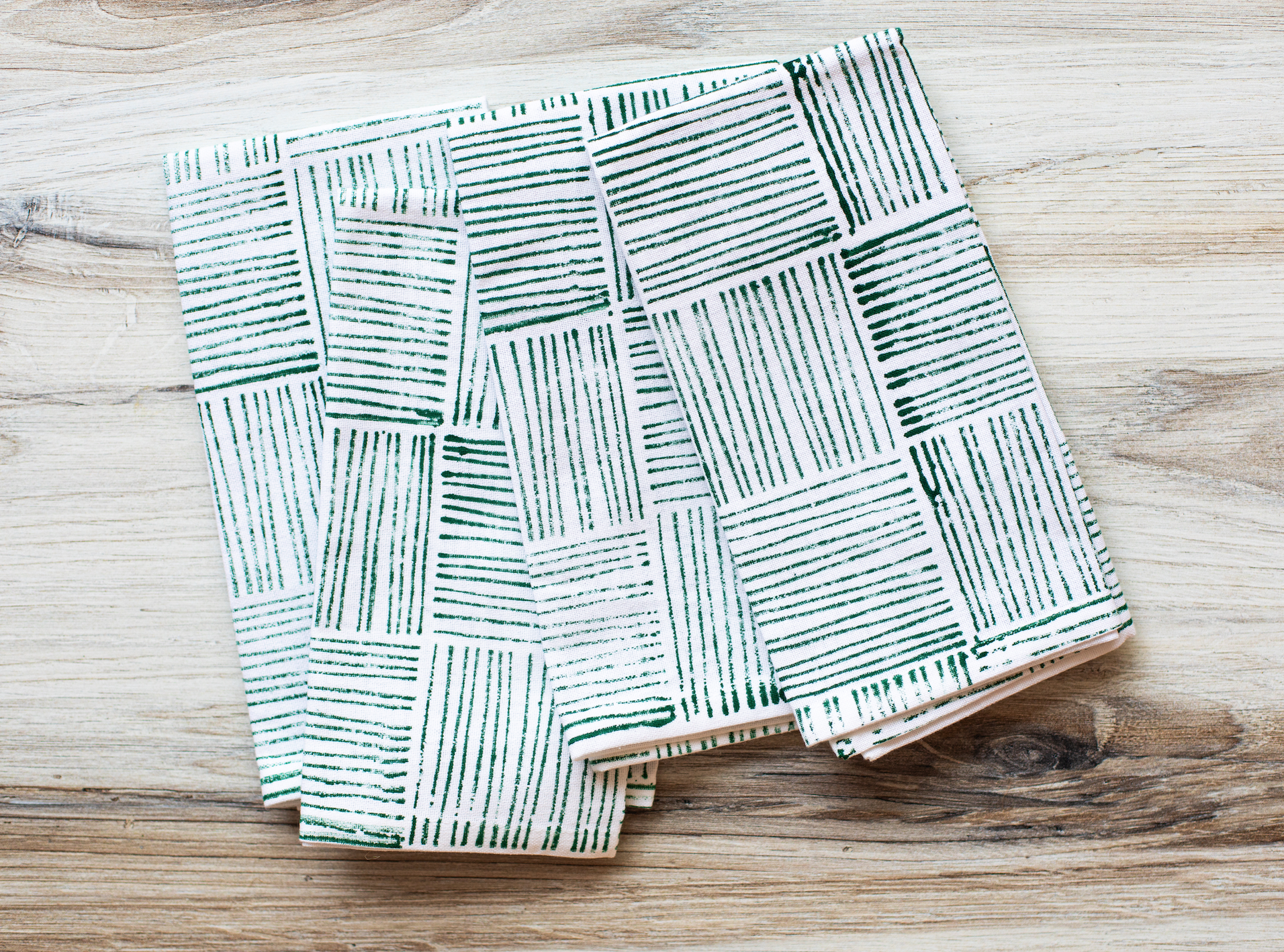 Dinner Napkins (set of 4) - Striped, Evergreen by Mended