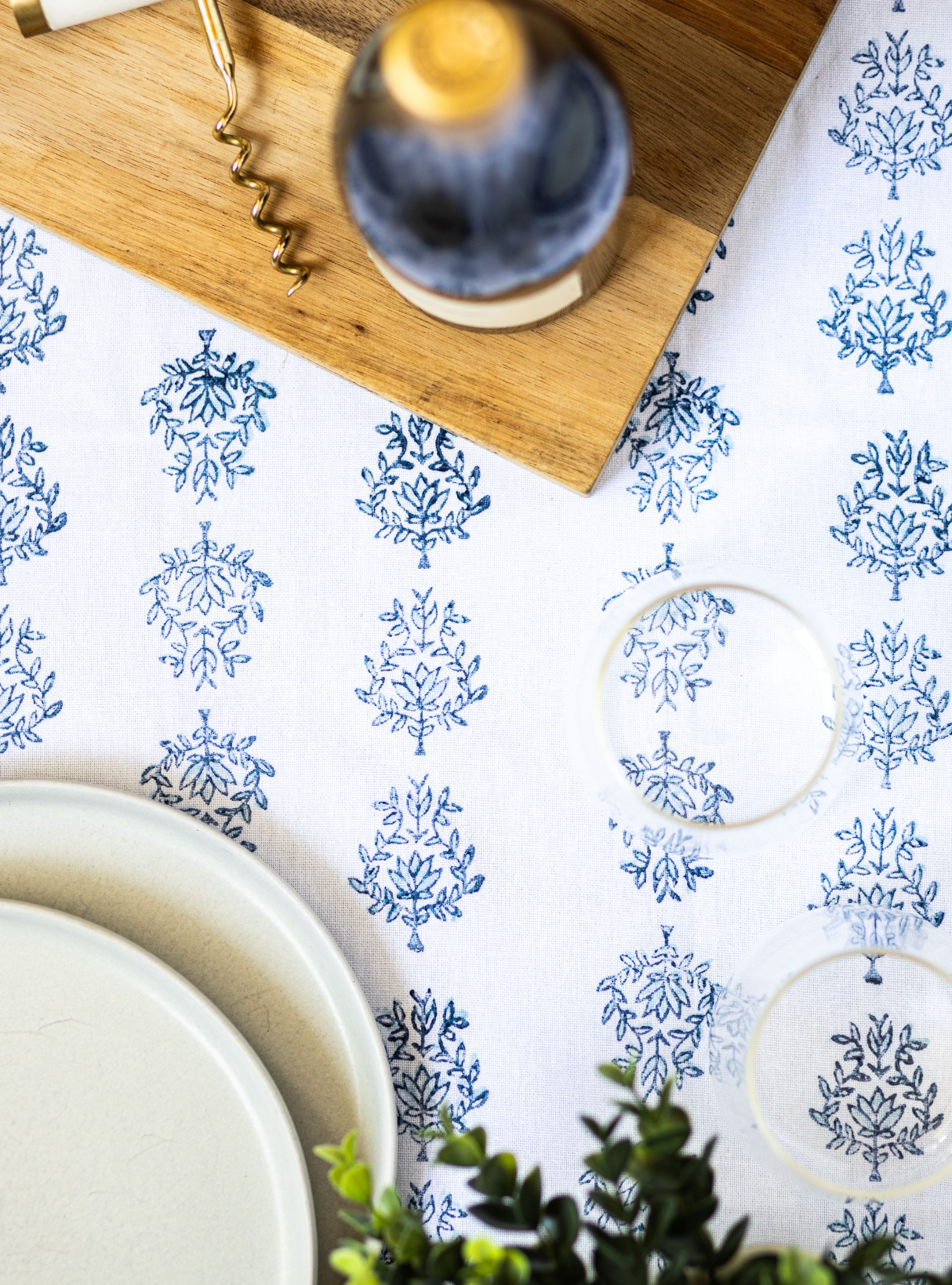 Table Runner - Lotus, Uniform Blue & Navy by Mended