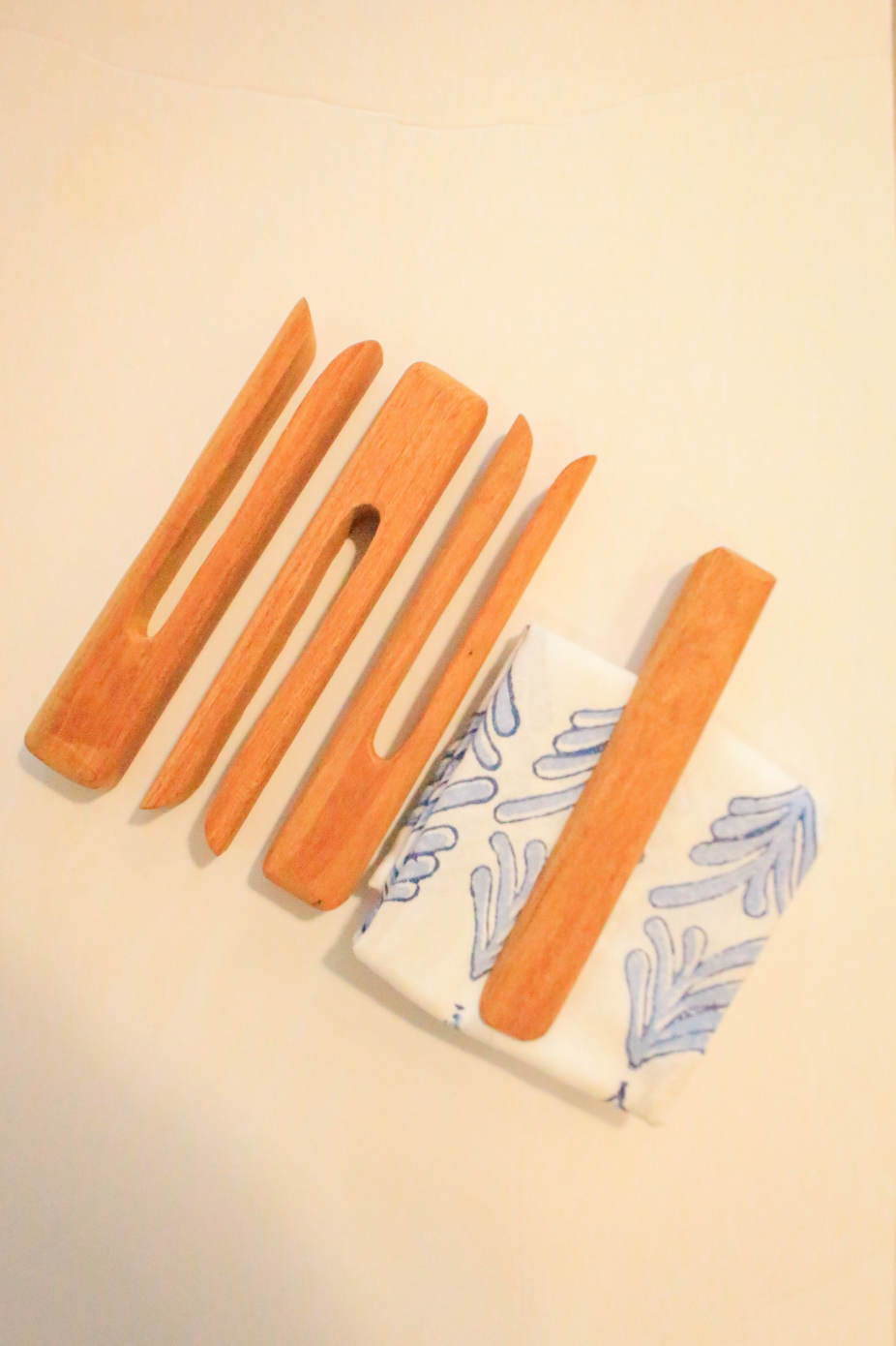 Hand-Carved Wooden Napkin Holders (Set of 4) - Clothespin by Mended