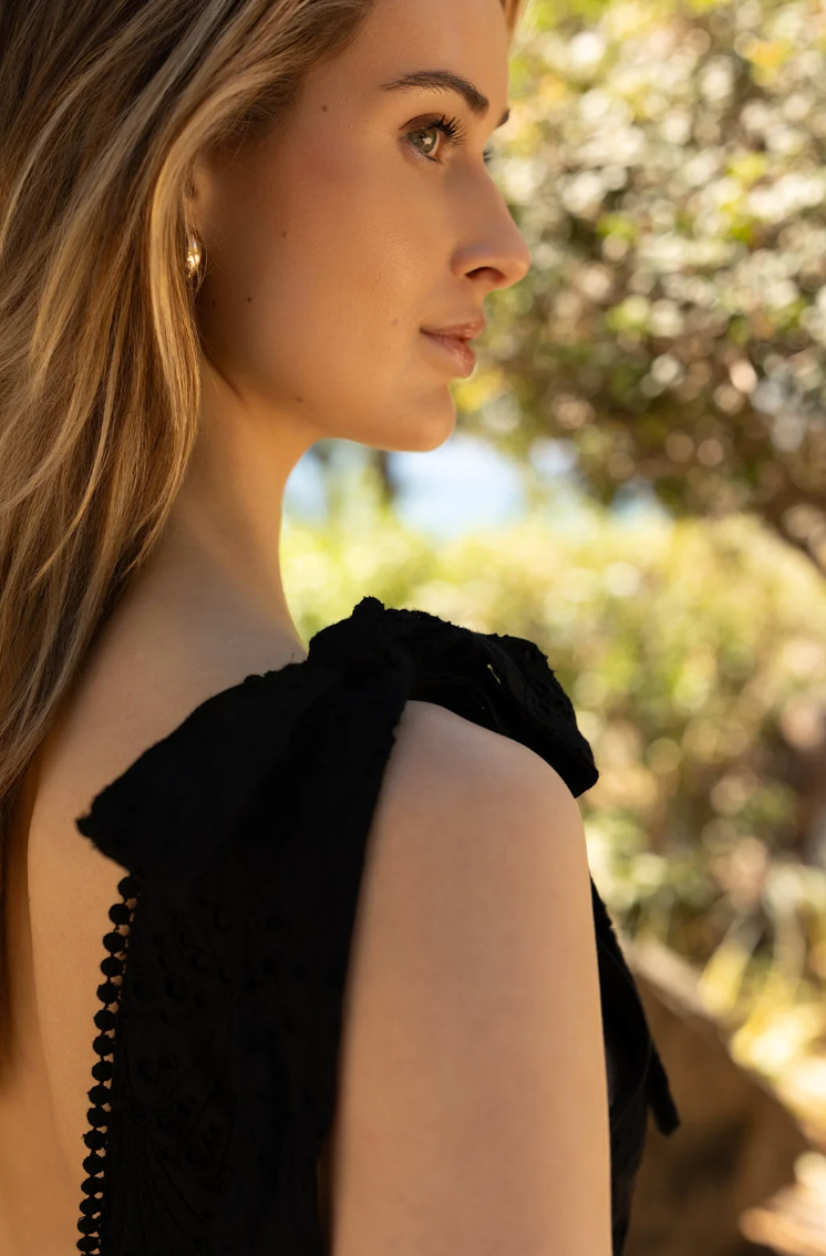 Jaclyn Mini Dress - Black Shell Eyelet by Hermoza