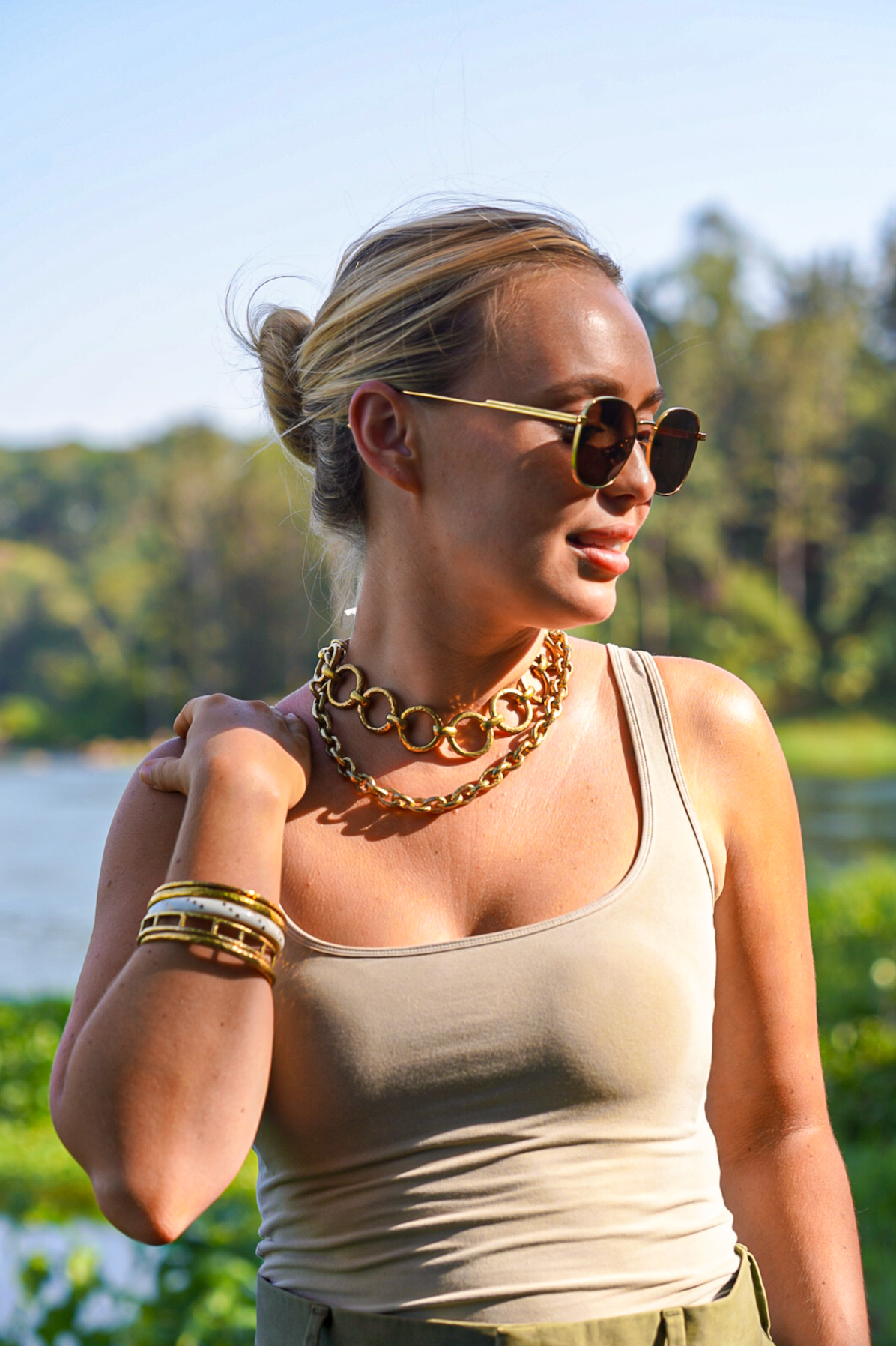Cage Brass Bangle by Akola