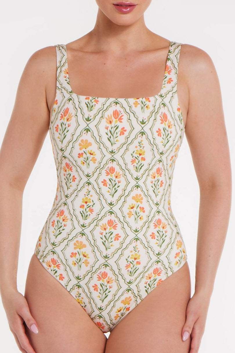 Janece Seamless Square Neck One-piece Swimsuit by Hermoza