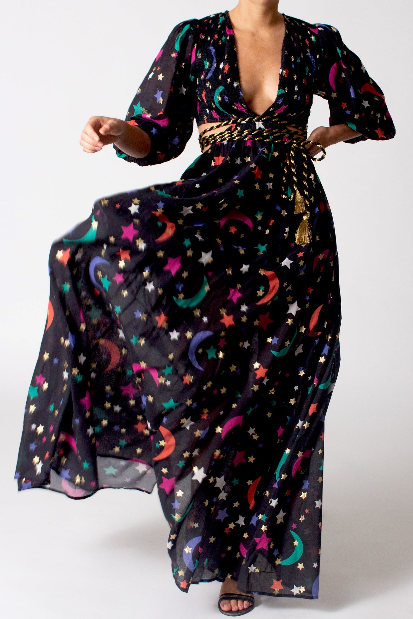 Farrah Constellation Gauze Dress by Miguelina