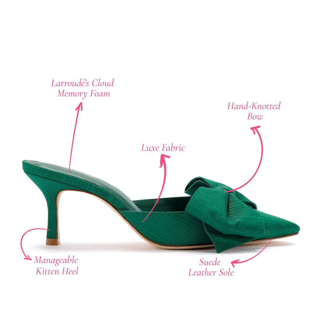 Mini Elle Pump In Emerald Fabric by Larroudé