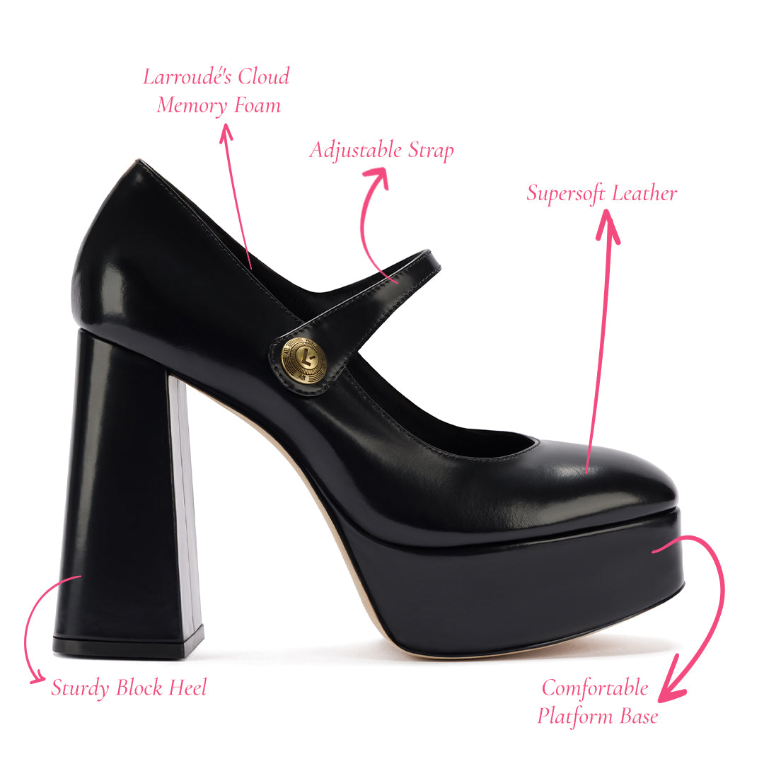 Emma Pump In Black Leather by Larroudé