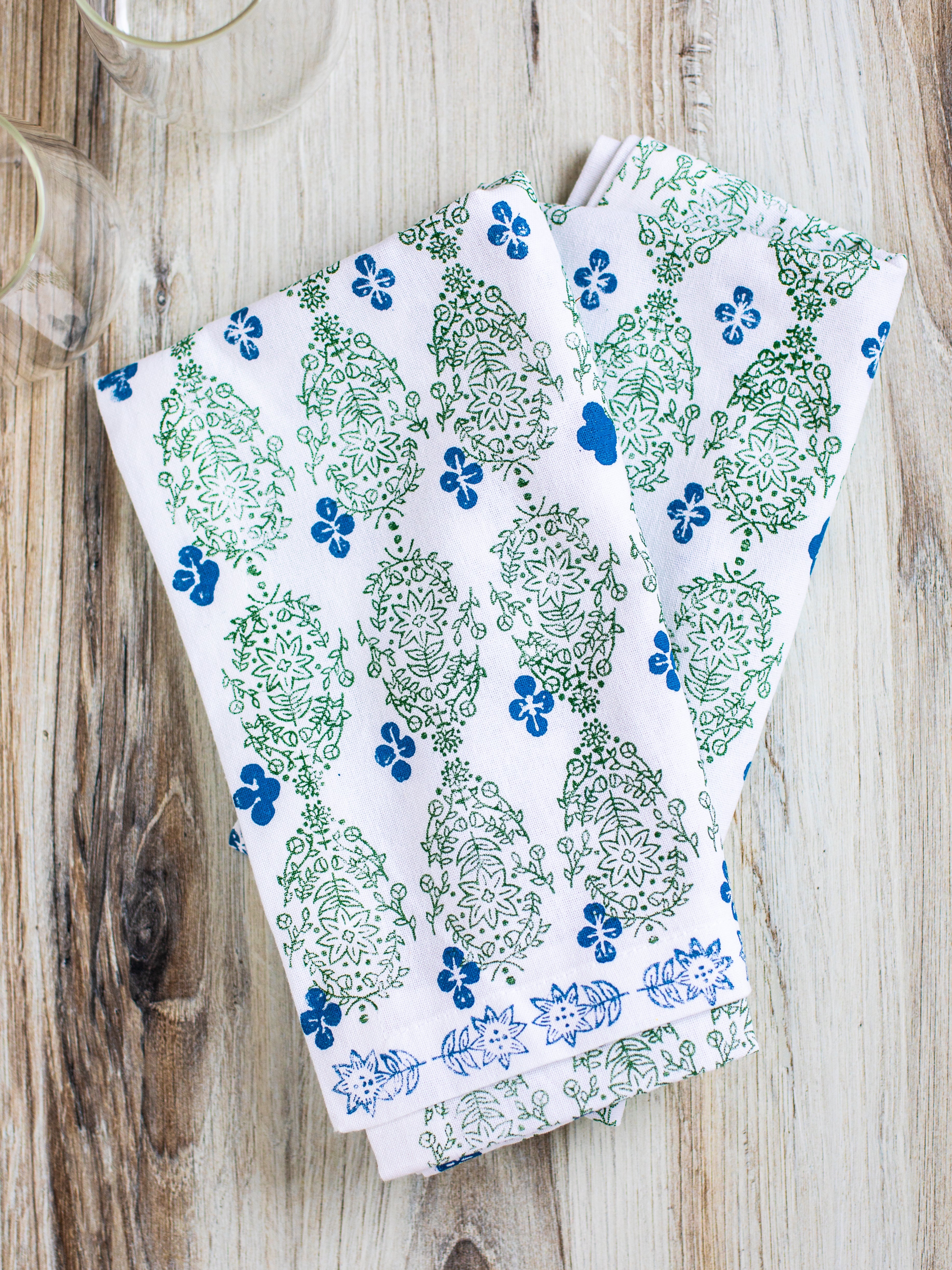 Table Runner - Vara Dogwood, Sage & Uniform Blue by Mended