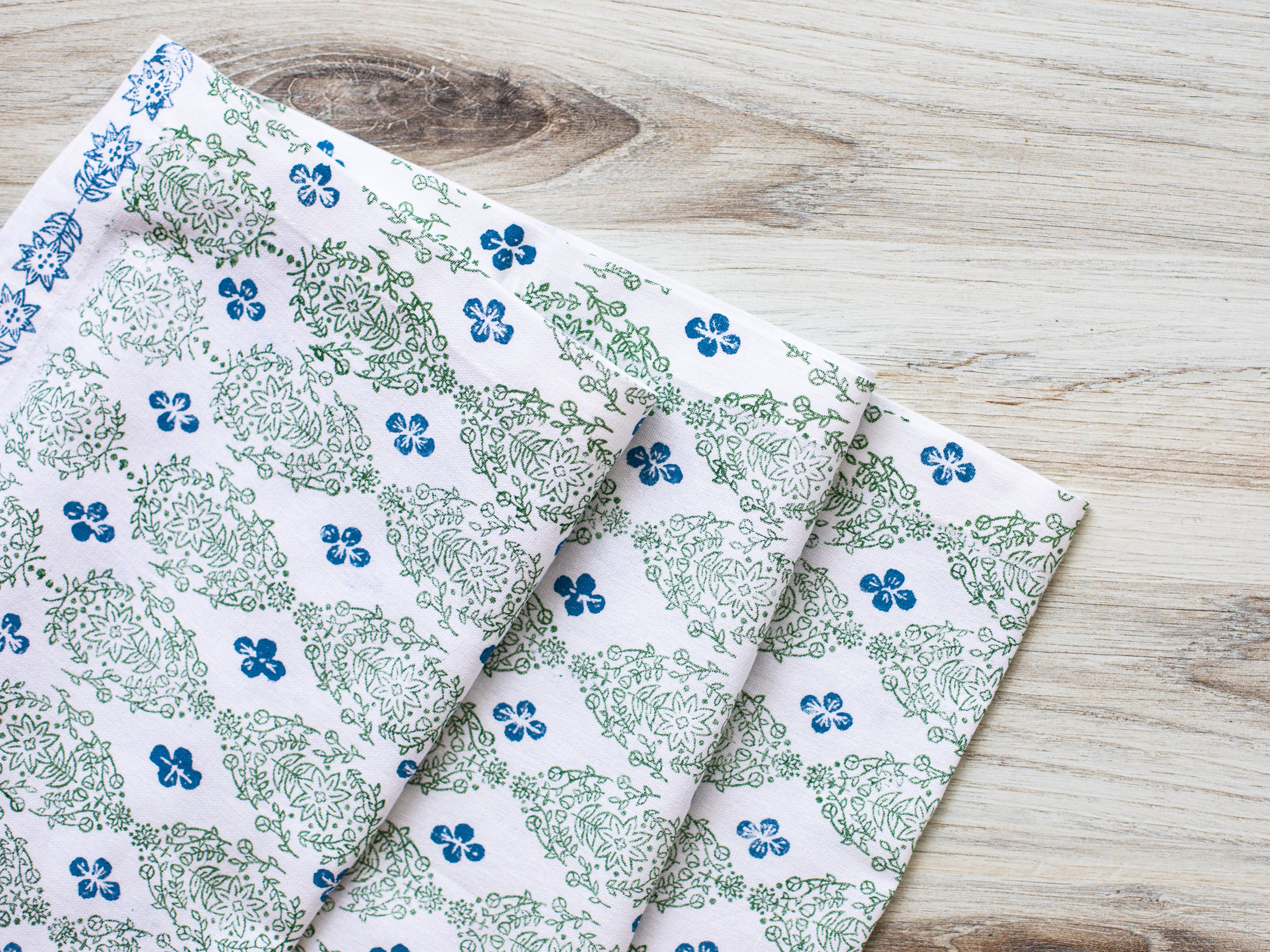 Table Runner - Vara Dogwood, Sage & Uniform Blue by Mended