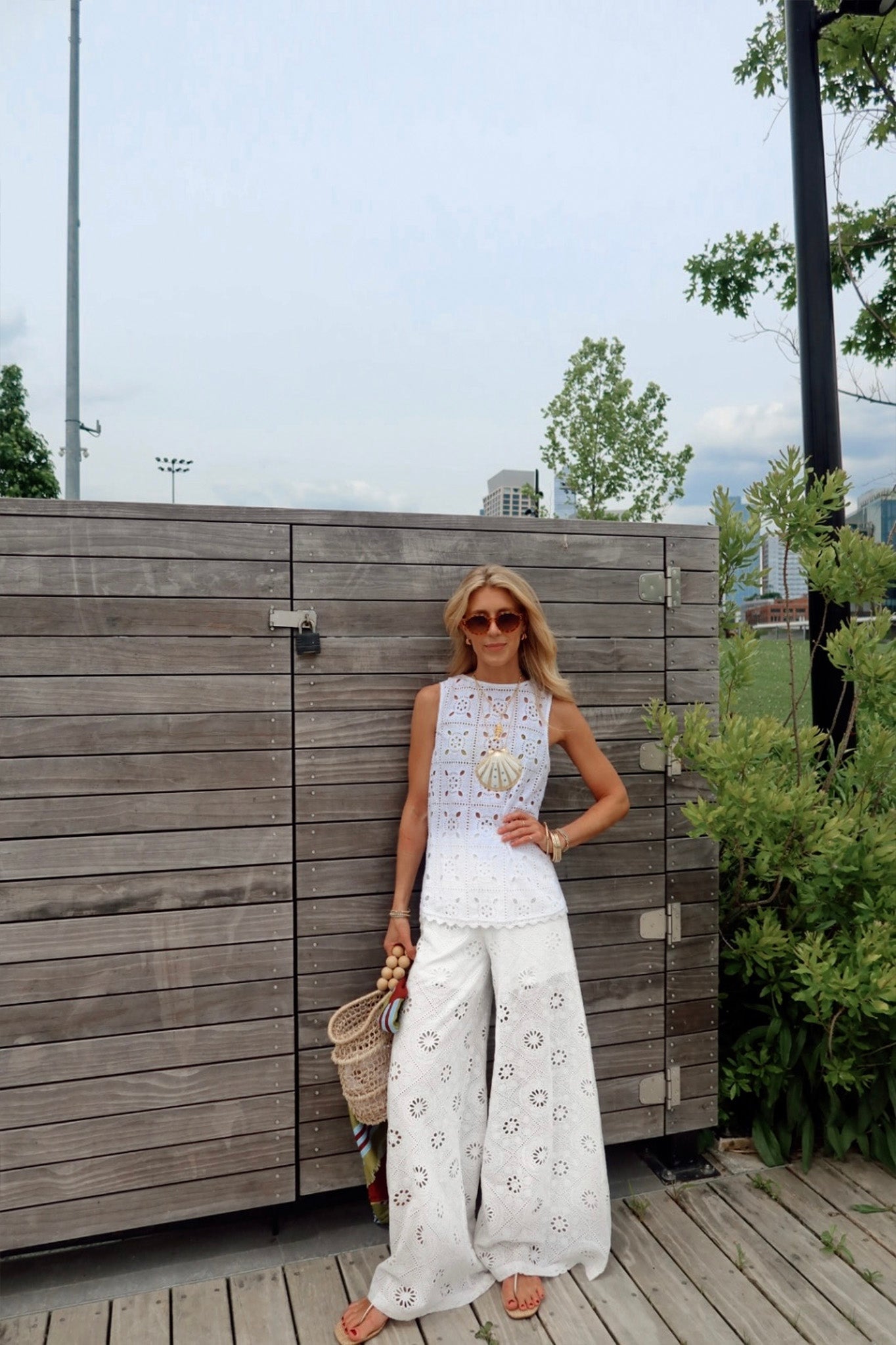 Tula Patchwork Eyelet Reversible Top by Miguelina