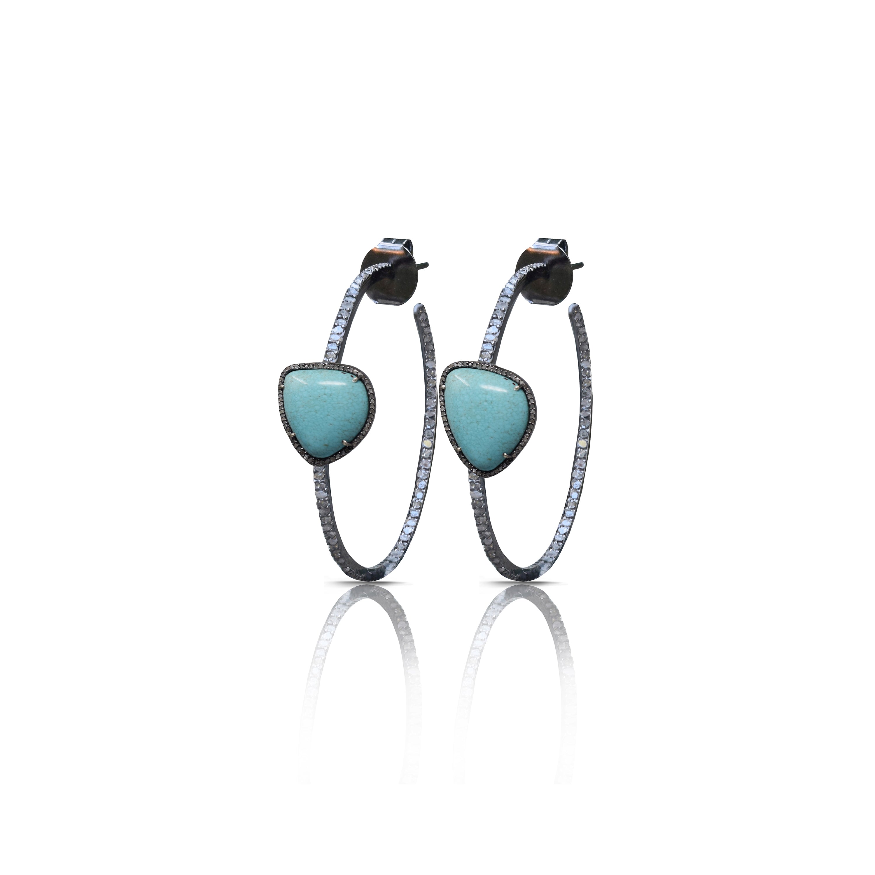 Turquoise Diamond Hoops by S. Carter Designs