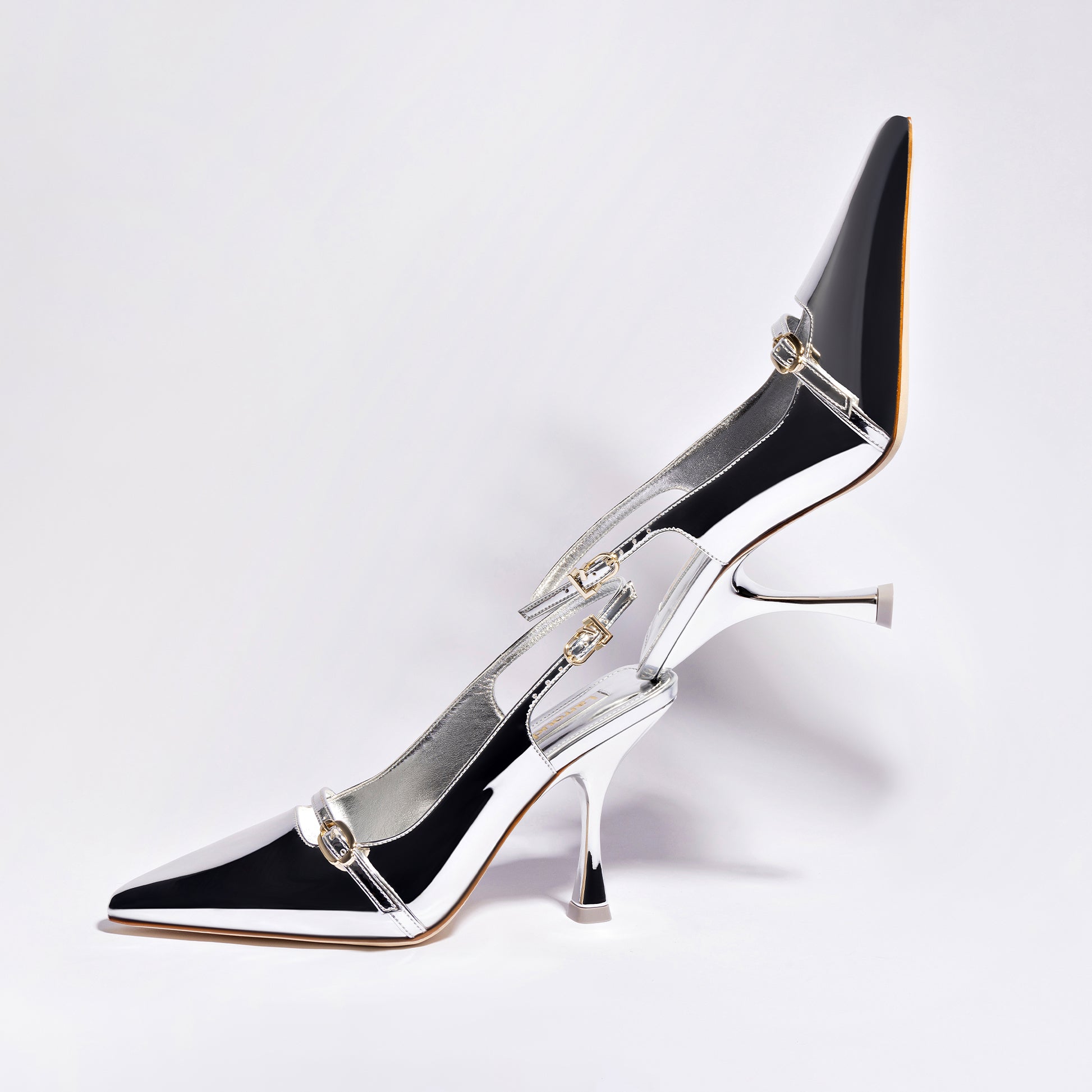 Ines Hi Pump in Silver Specchio by Larroudé