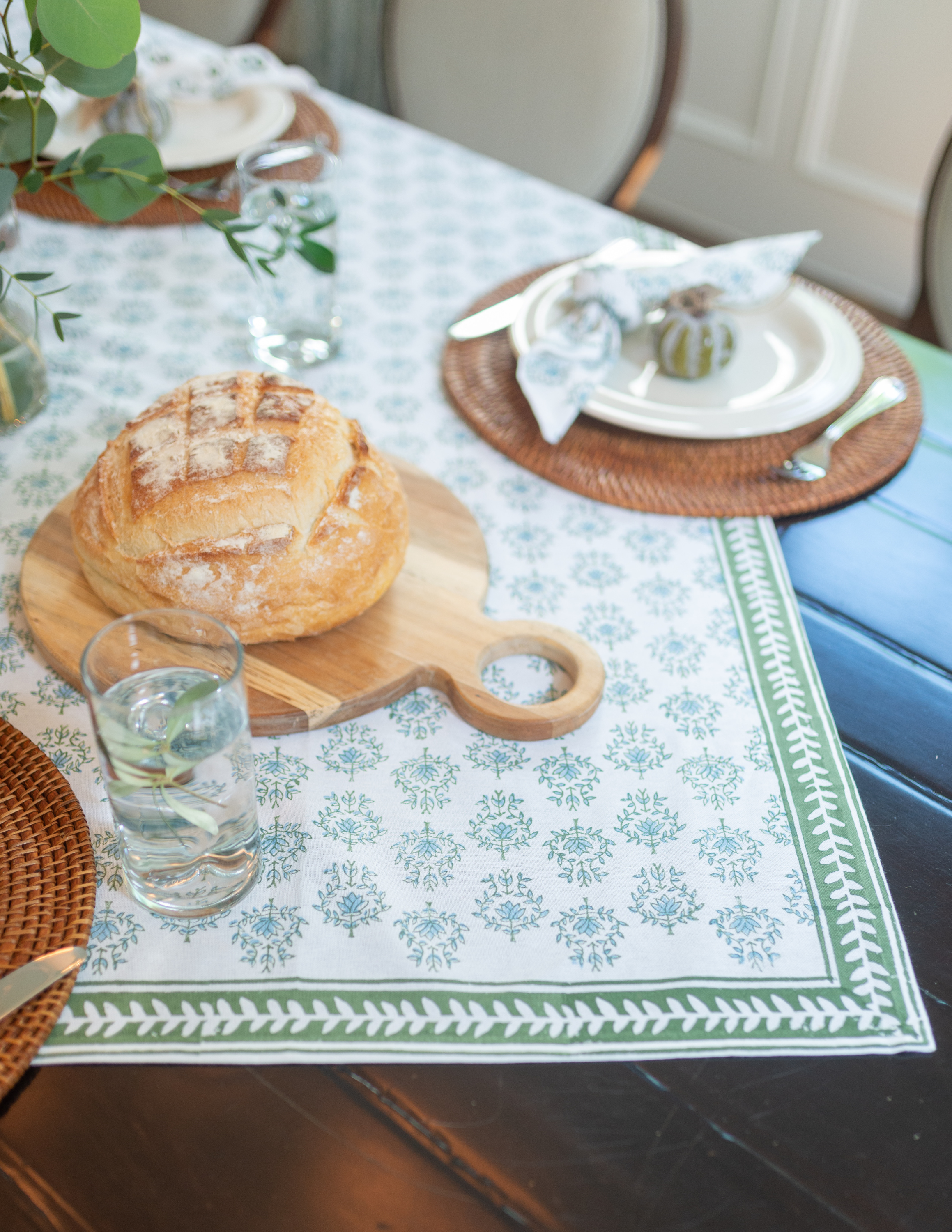 Tablecloth - Lotus, Sage & Uniform Blue by Mended