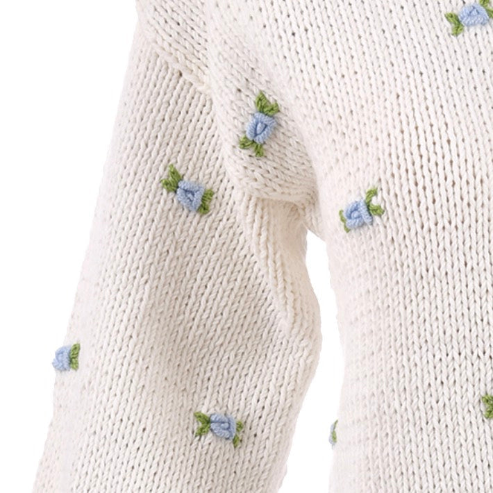 WINTER BLOOM BLUE ROSE Cotton Cardigan by Fanm Mon