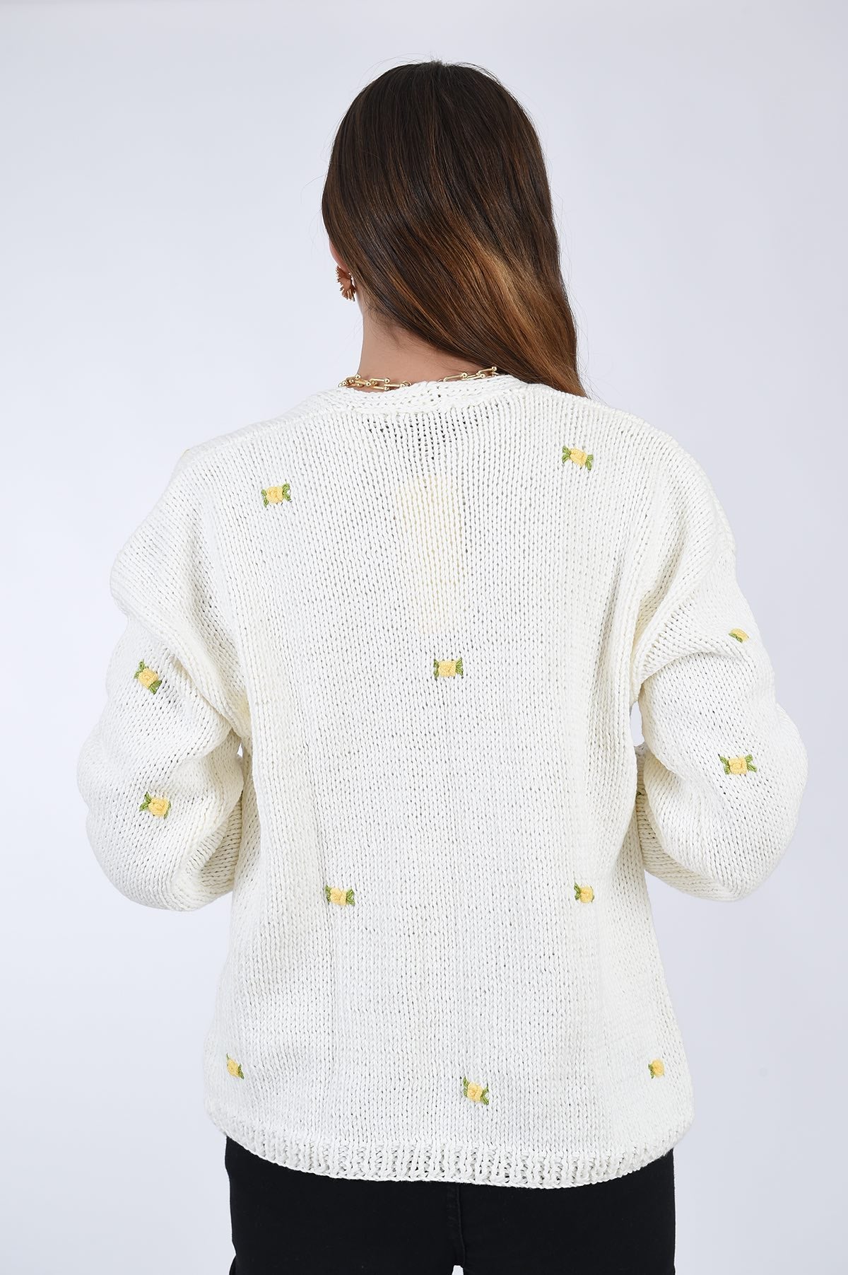 WINTER BLOOM YELLOW ROSE Cotton Cardigan (Pre-Order) by Fanm Mon