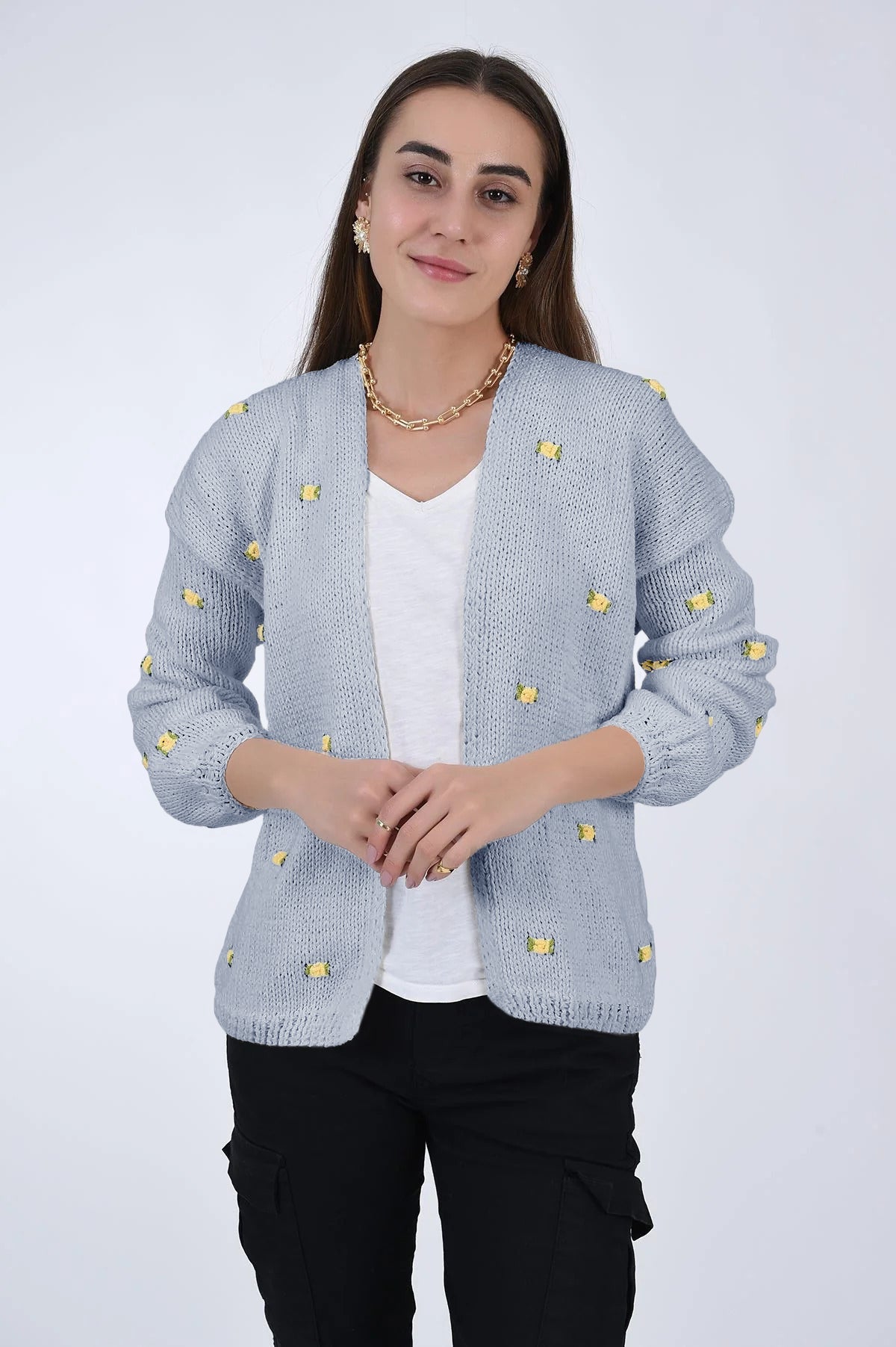 WINTER BLOOM ROSE COTTON CARDIGAN BY FANM MON