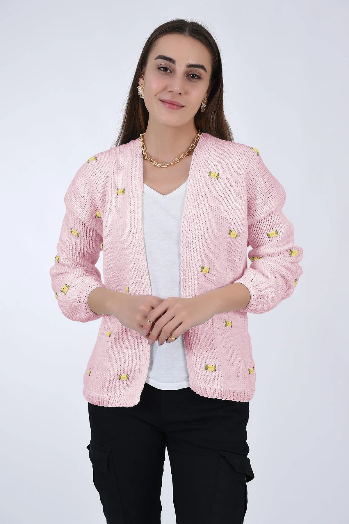 WINTER BLOOM ROSE COTTON CARDIGAN BY FANM MON