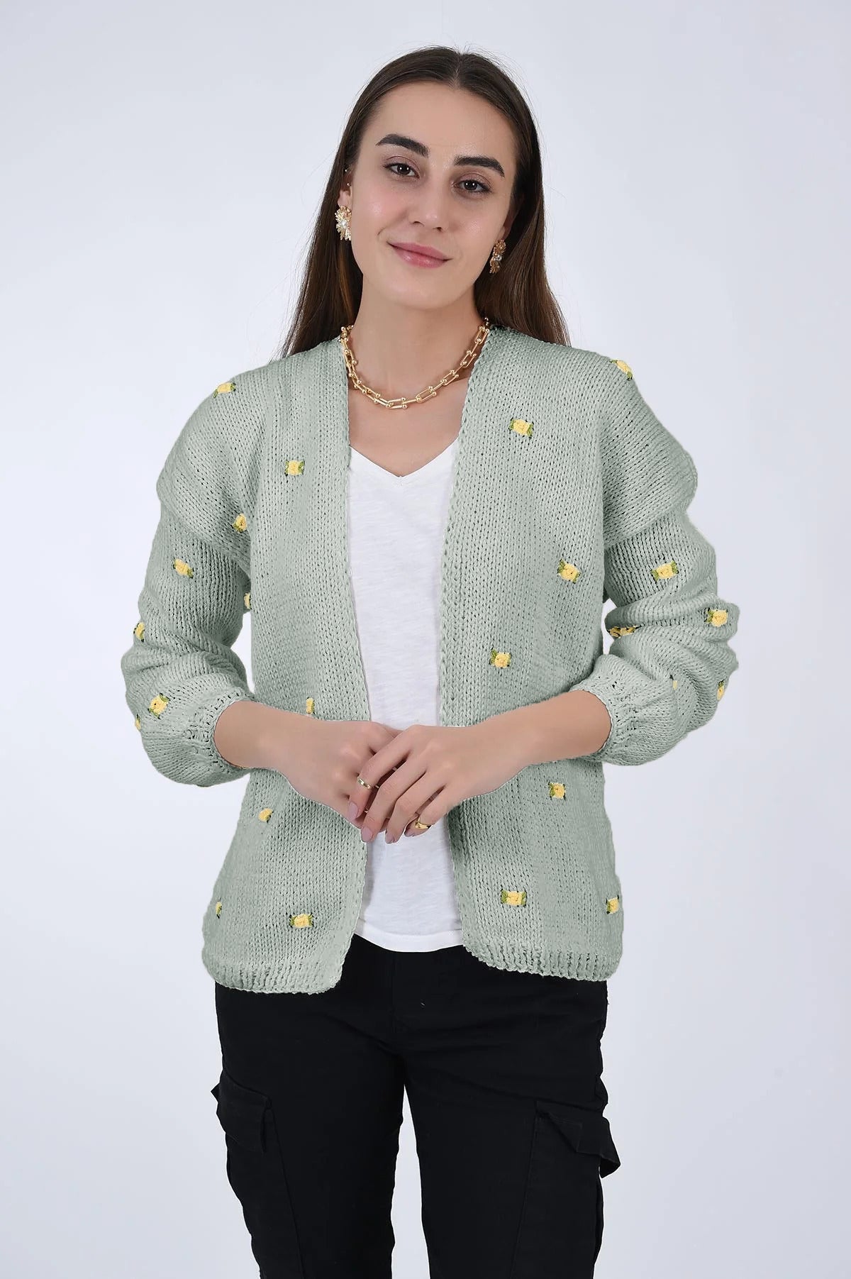 WINTER BLOOM ROSE COTTON CARDIGAN BY FANM MON