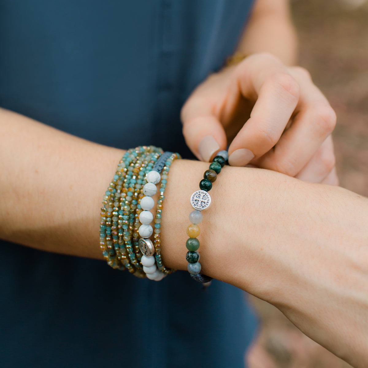 Wake Up and Pray Meditation Bracelet - Mixed Agate by My Saint My Hero