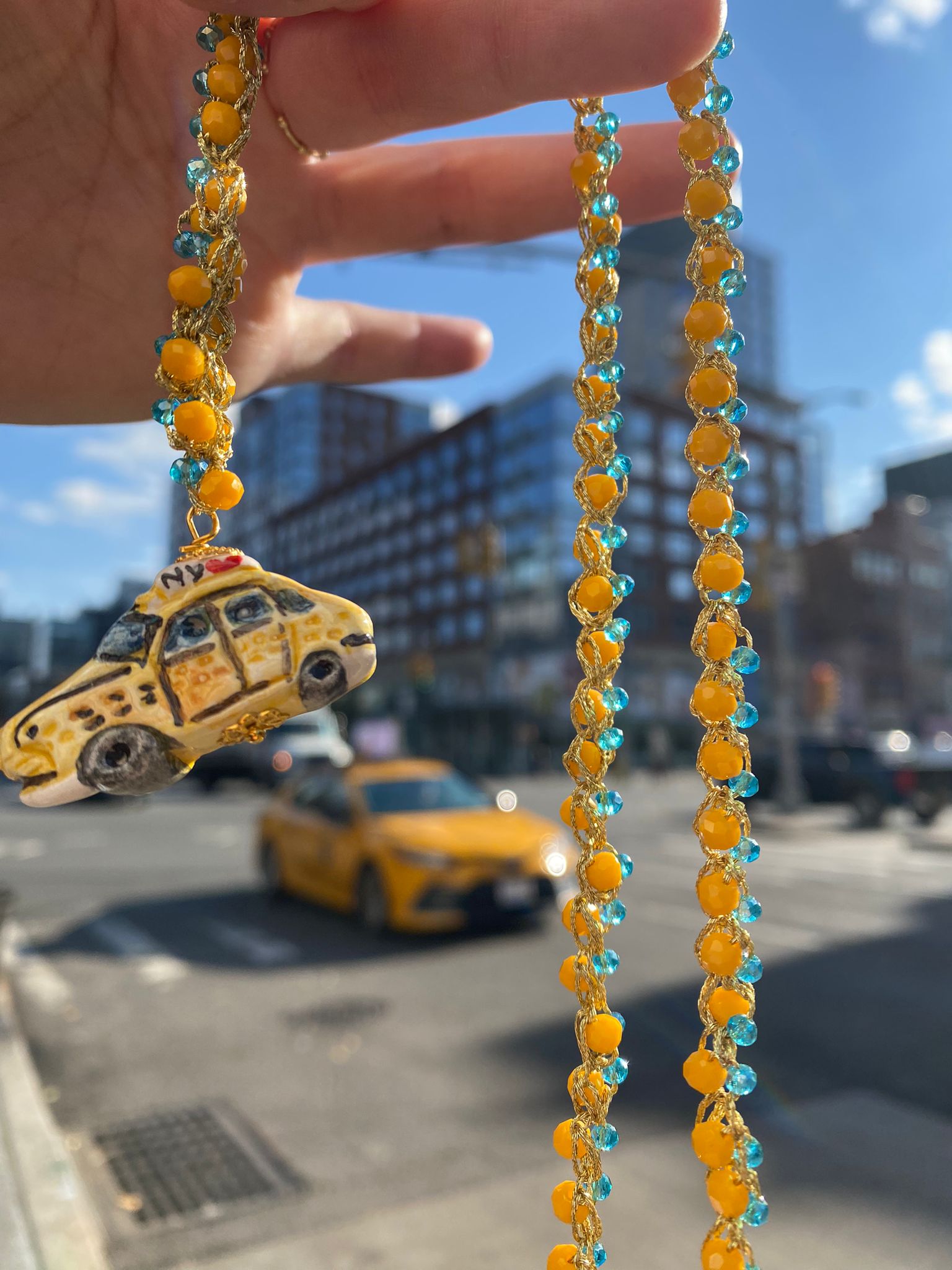 Medium Ceramic Taxi Necklace by Cashfana