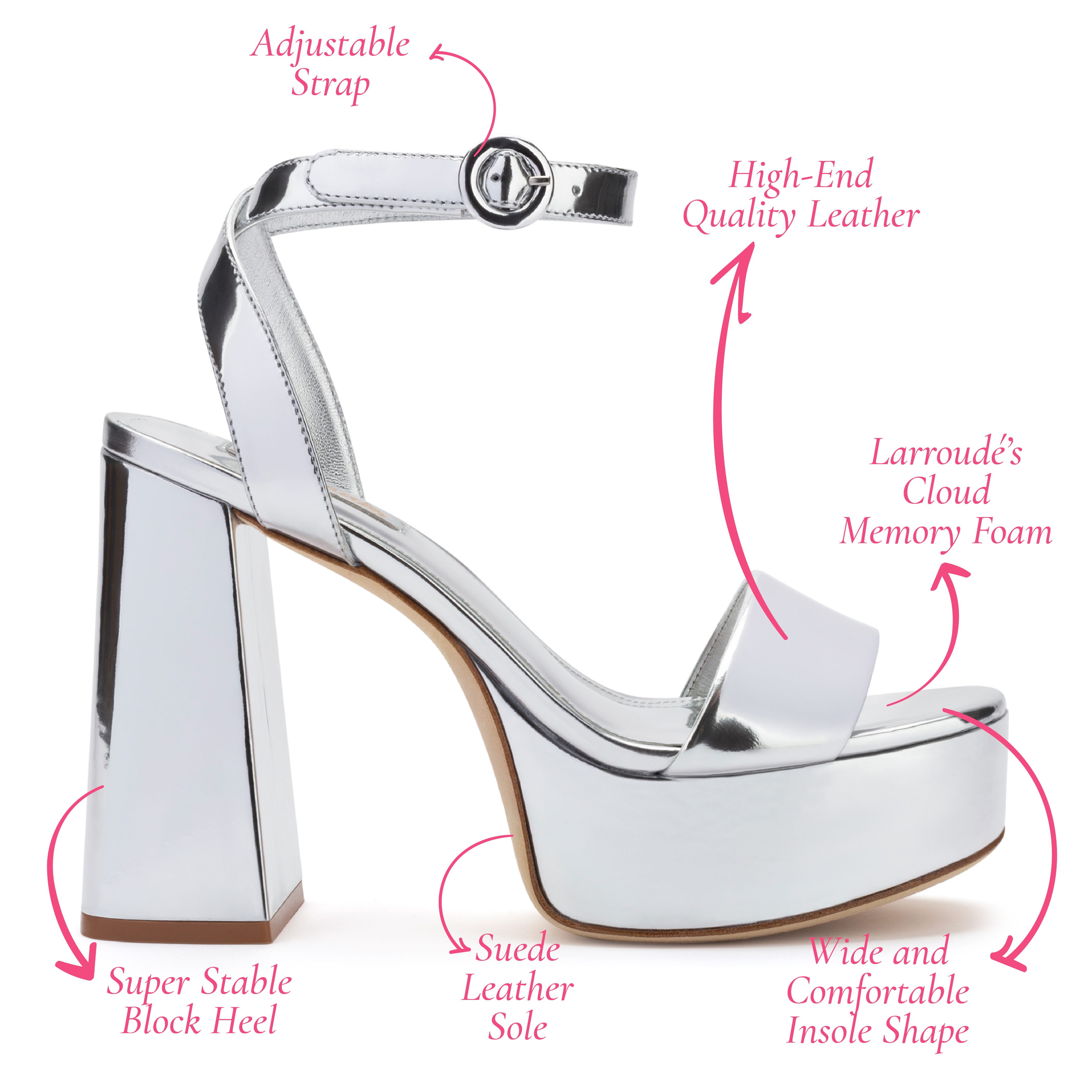 Dolly Sandal In Silver Specchio by Larroudé