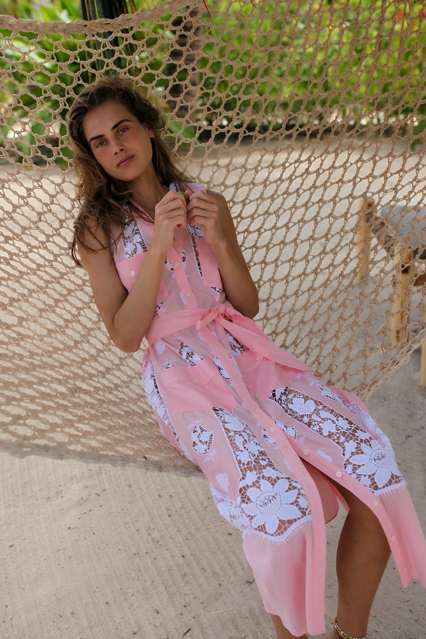 Alexia Embroidered Cotton Dress - Petal Pink by Miguelina