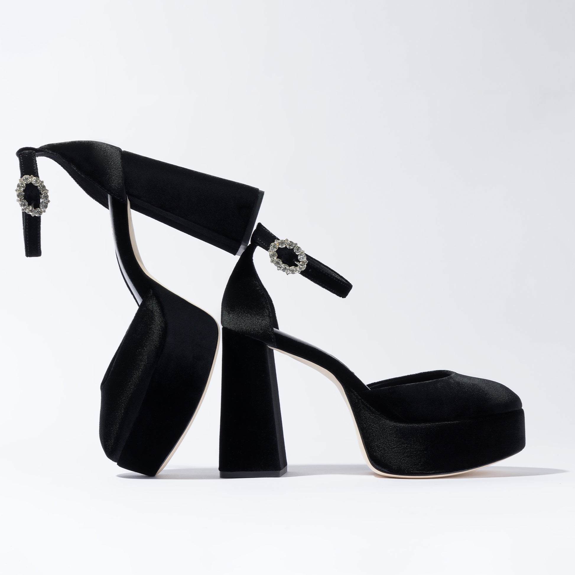 Ari Pump In Black Velvet by Larroudé