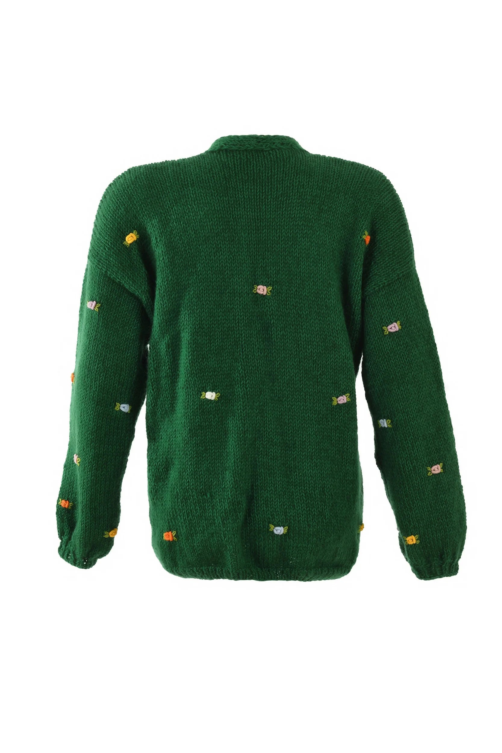 Wild Flowers Rose Bloom Wool Cardigan by Fanm Mon