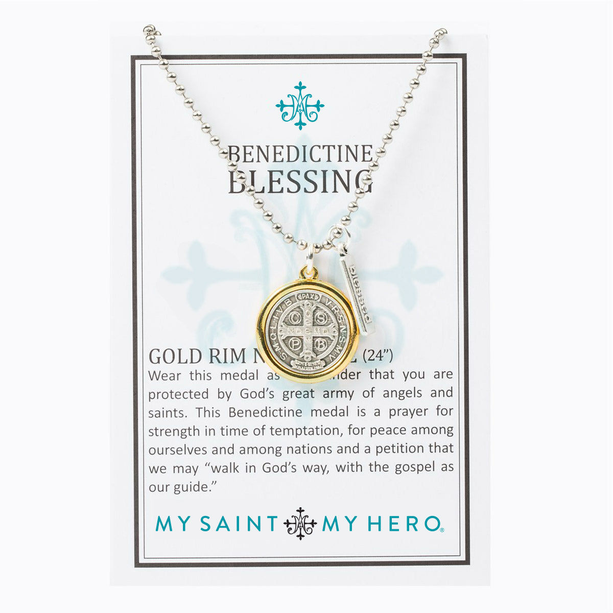 Benedictine Blessing Gold Rim Necklaces by My Saint My Hero