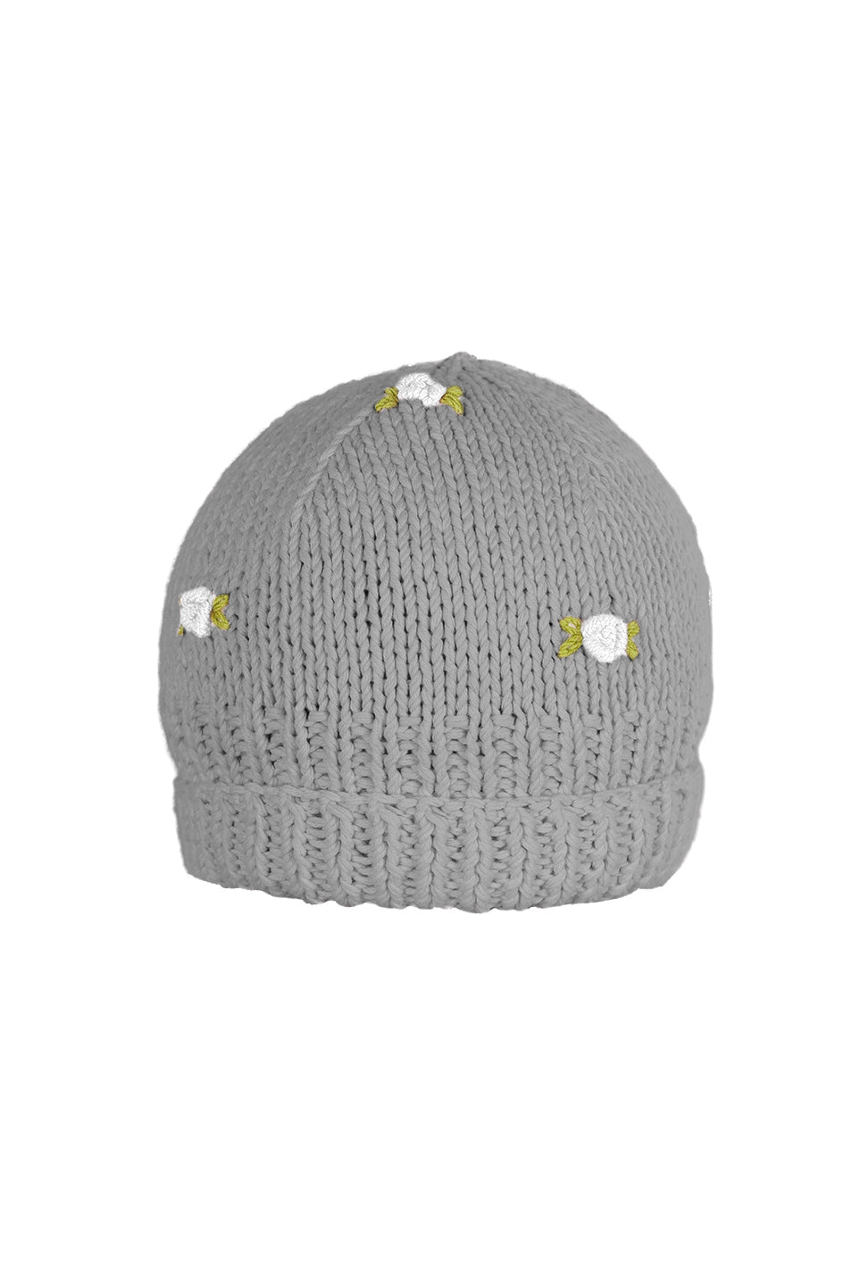 WINTER BLOOM WHITE ROSE Cotton Beanie Hat by Fanm Mon