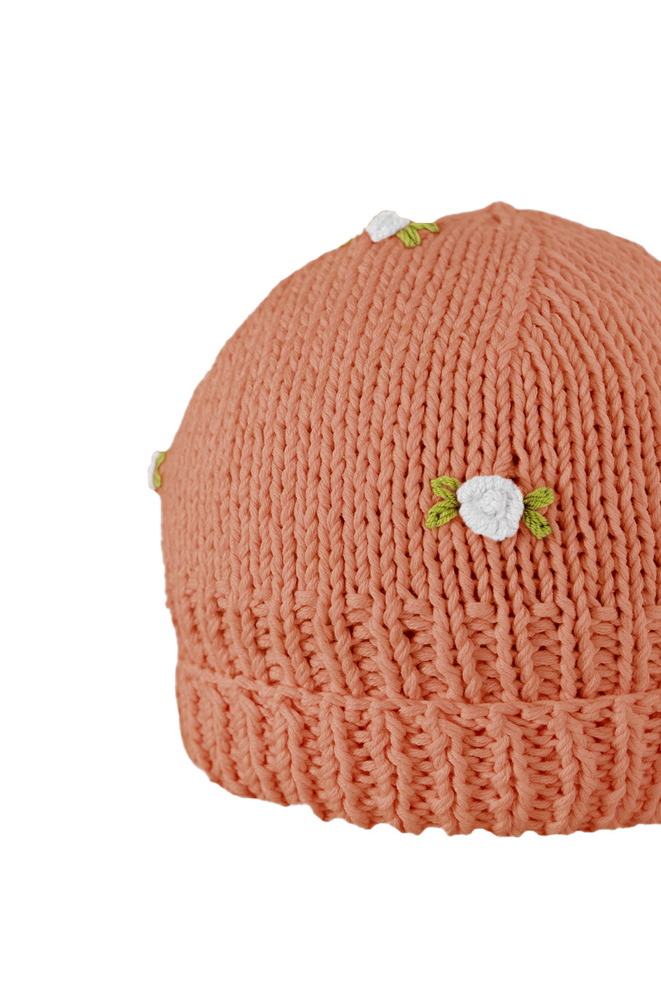 WINTER BLOOM WHITE ROSE Cotton Beanie Hat by Fanm Mon