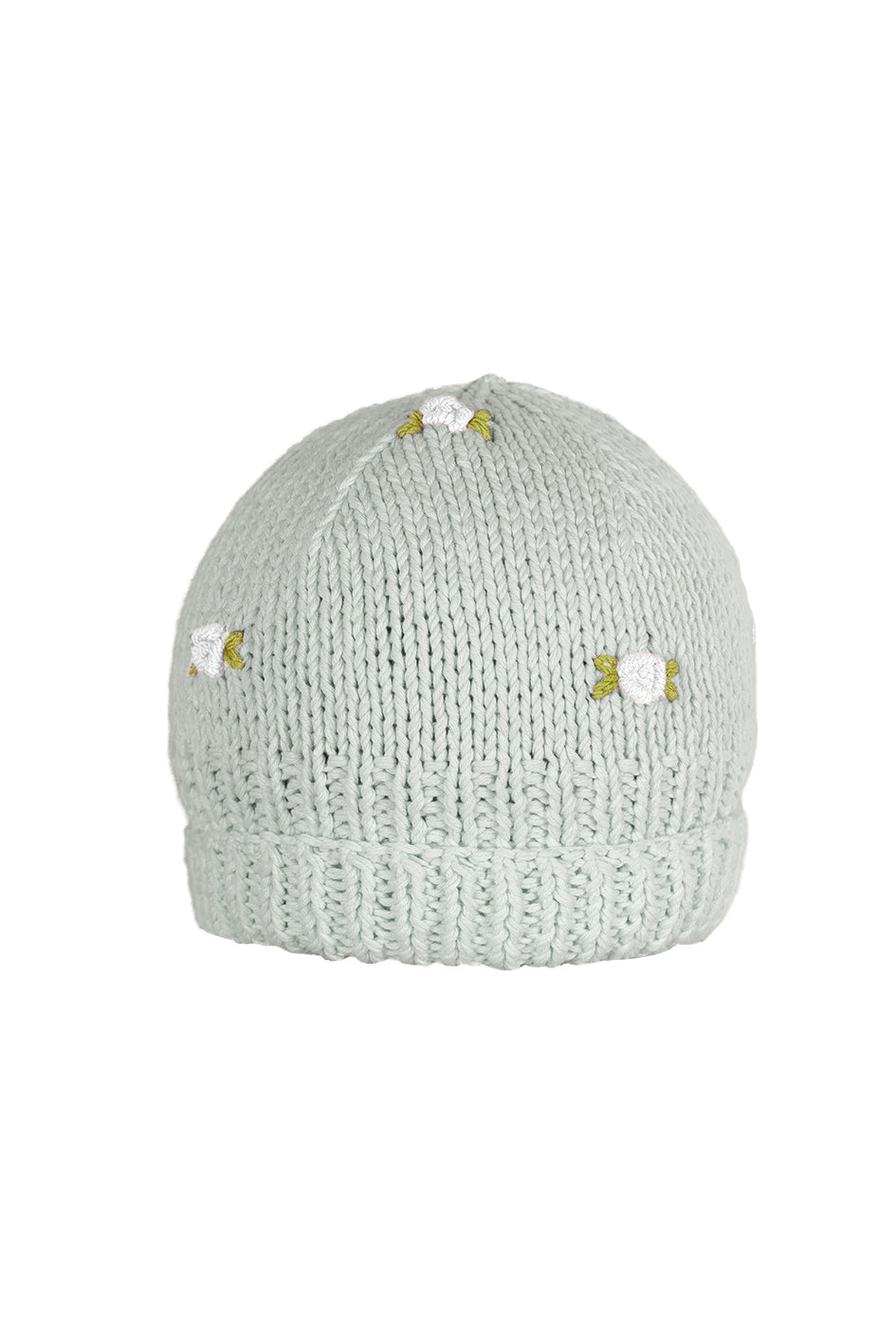 WINTER BLOOM WHITE ROSE Cotton Beanie Hat by Fanm Mon