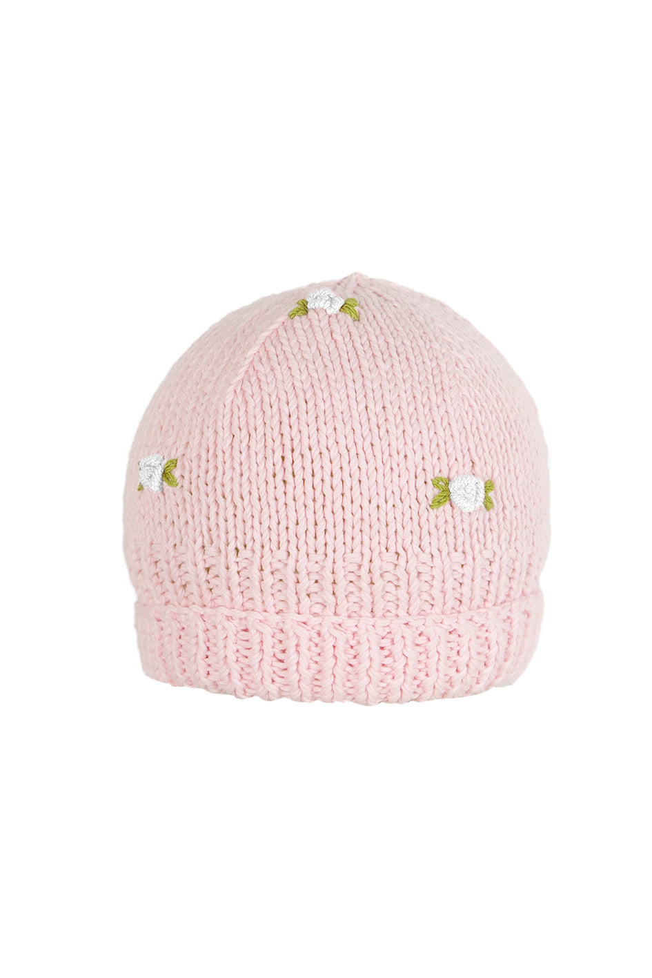 WINTER BLOOM WHITE ROSE Cotton Beanie Hat by Fanm Mon