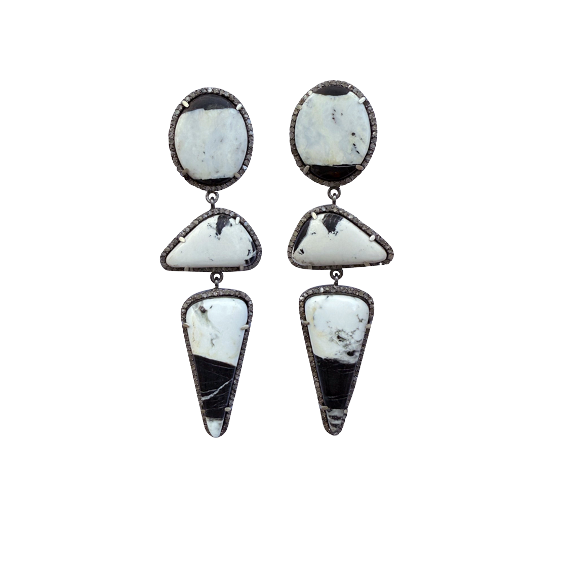 White Buffalo Triple Drop Earrings by S. Carter Designs