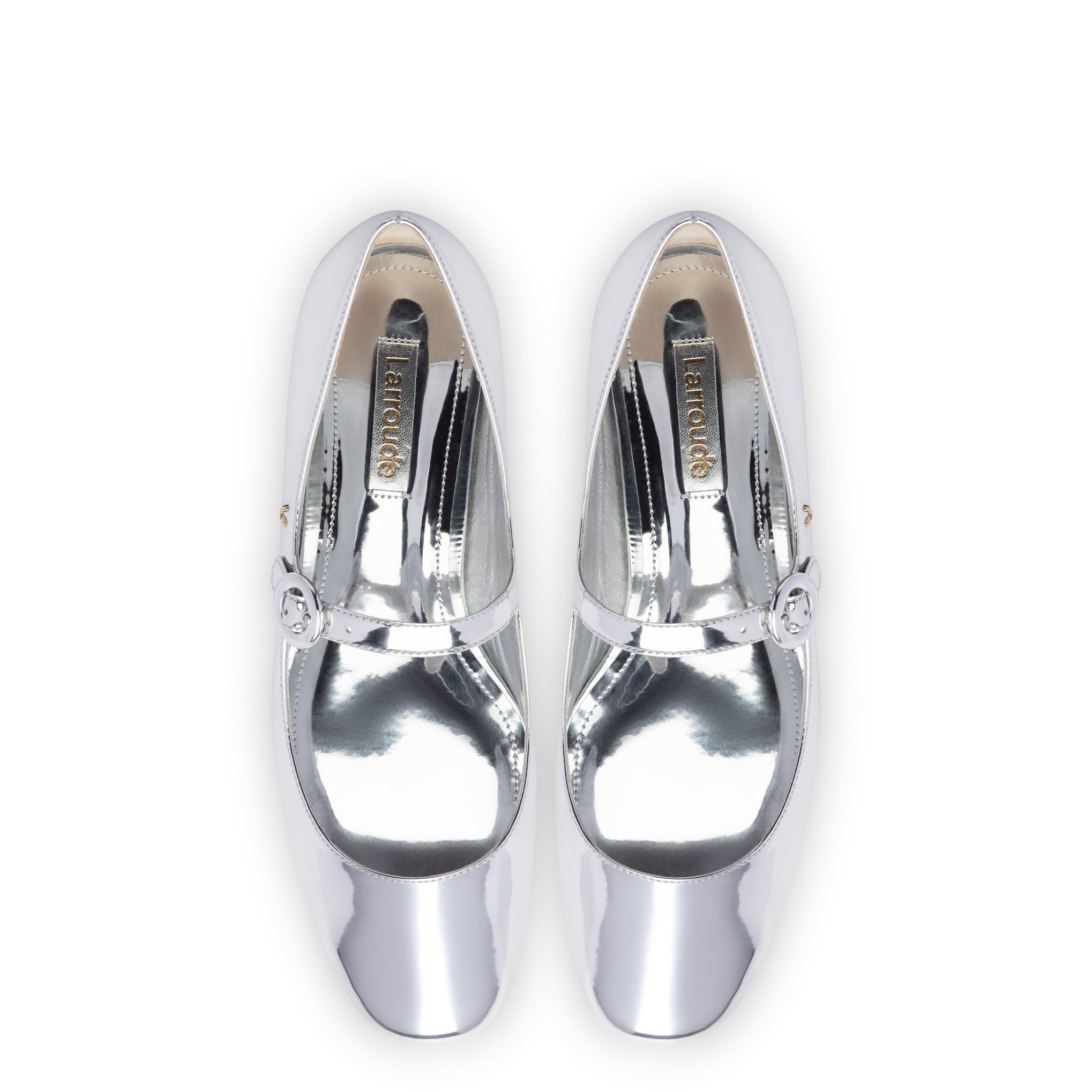 Blair Ballet Flat In Silver Specchio by Larroudé