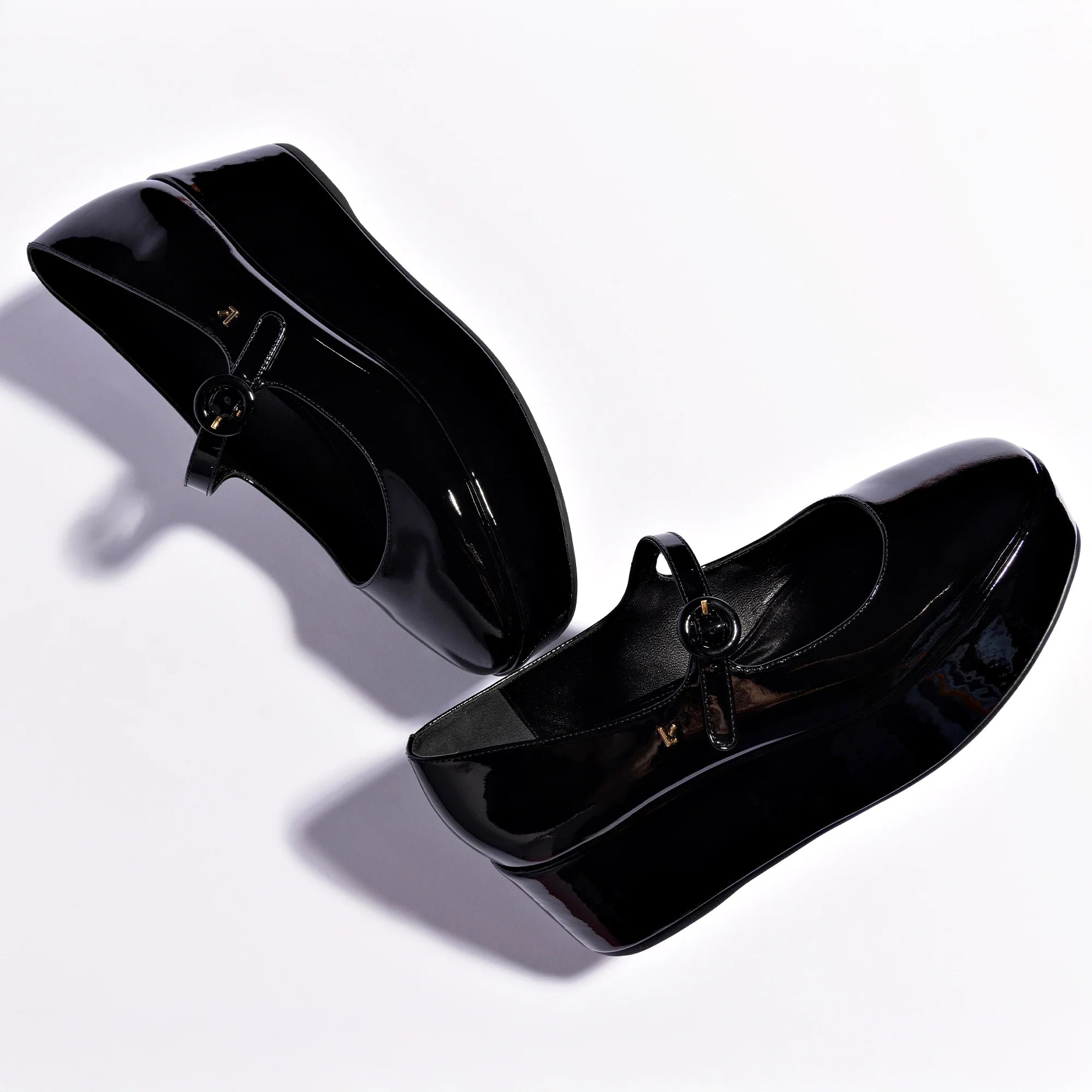 Blair Flatform In Black Patent Leather by Larroudé