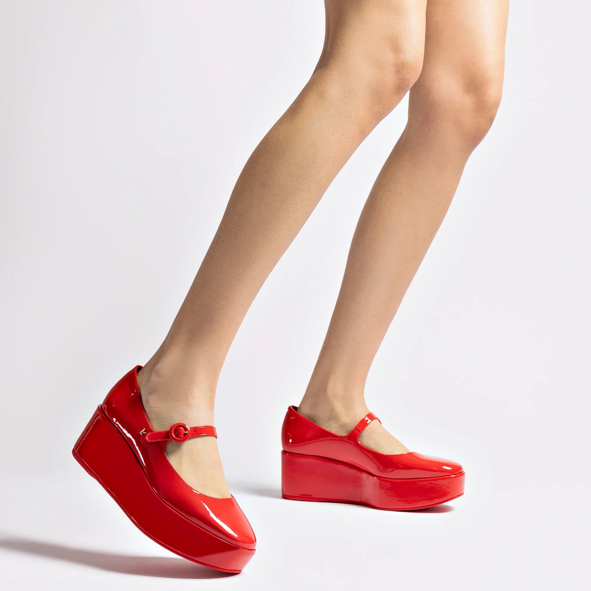 Blair Flatform In Scarlet Patent Leather by Larroudé