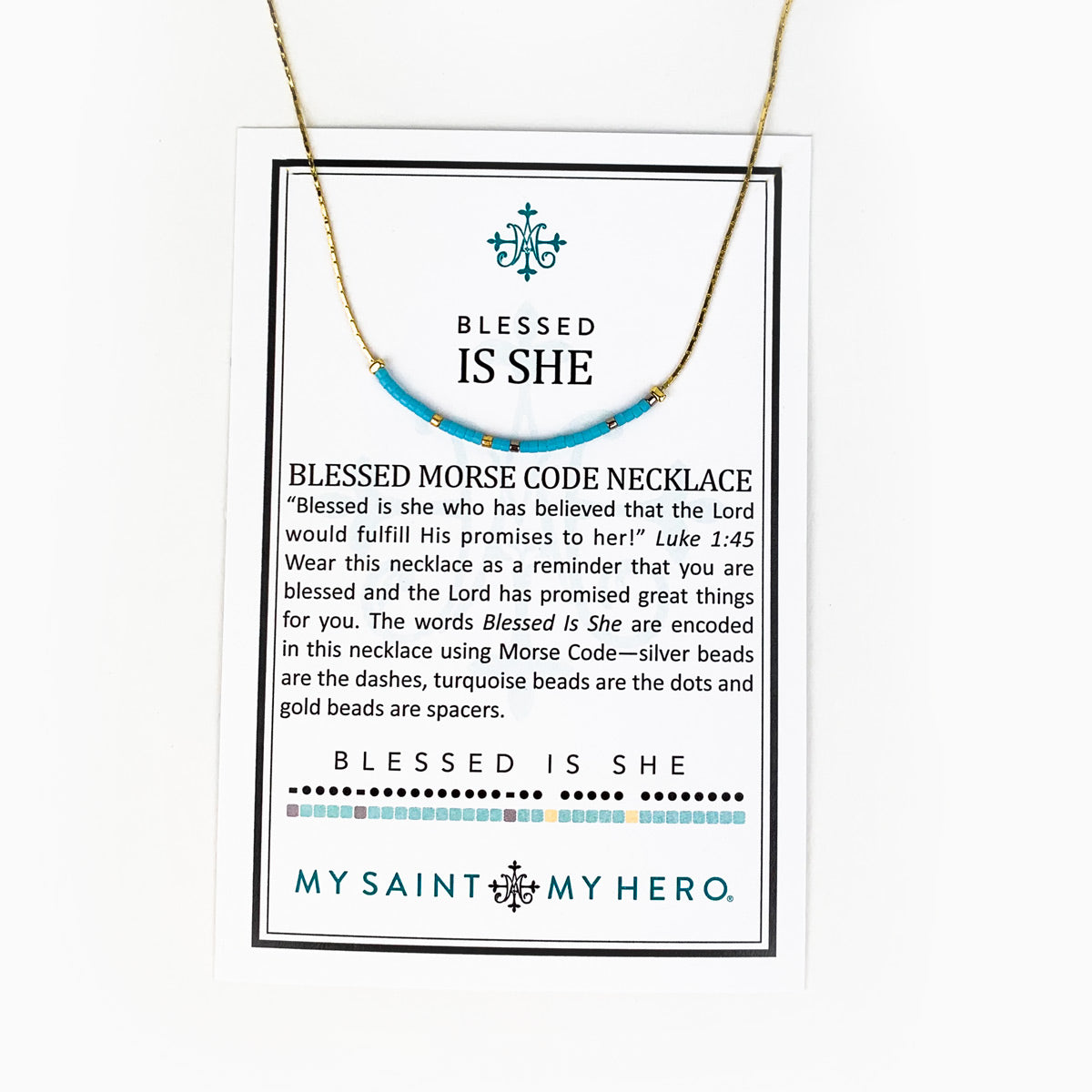 Blessed is She Morse Code Necklace by My Saint My Hero