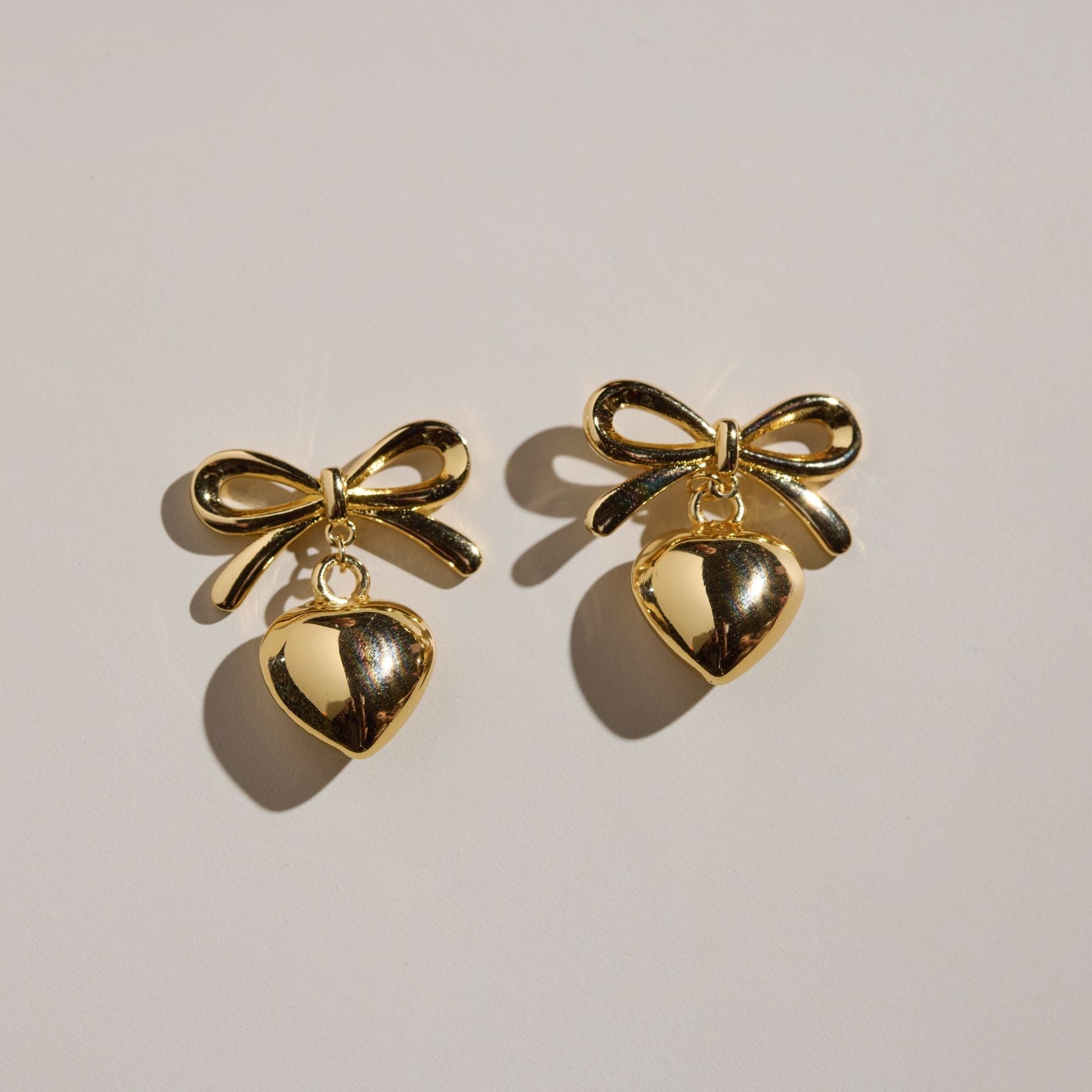 Bow & Heart Drop Earrings by Nickel & Suede