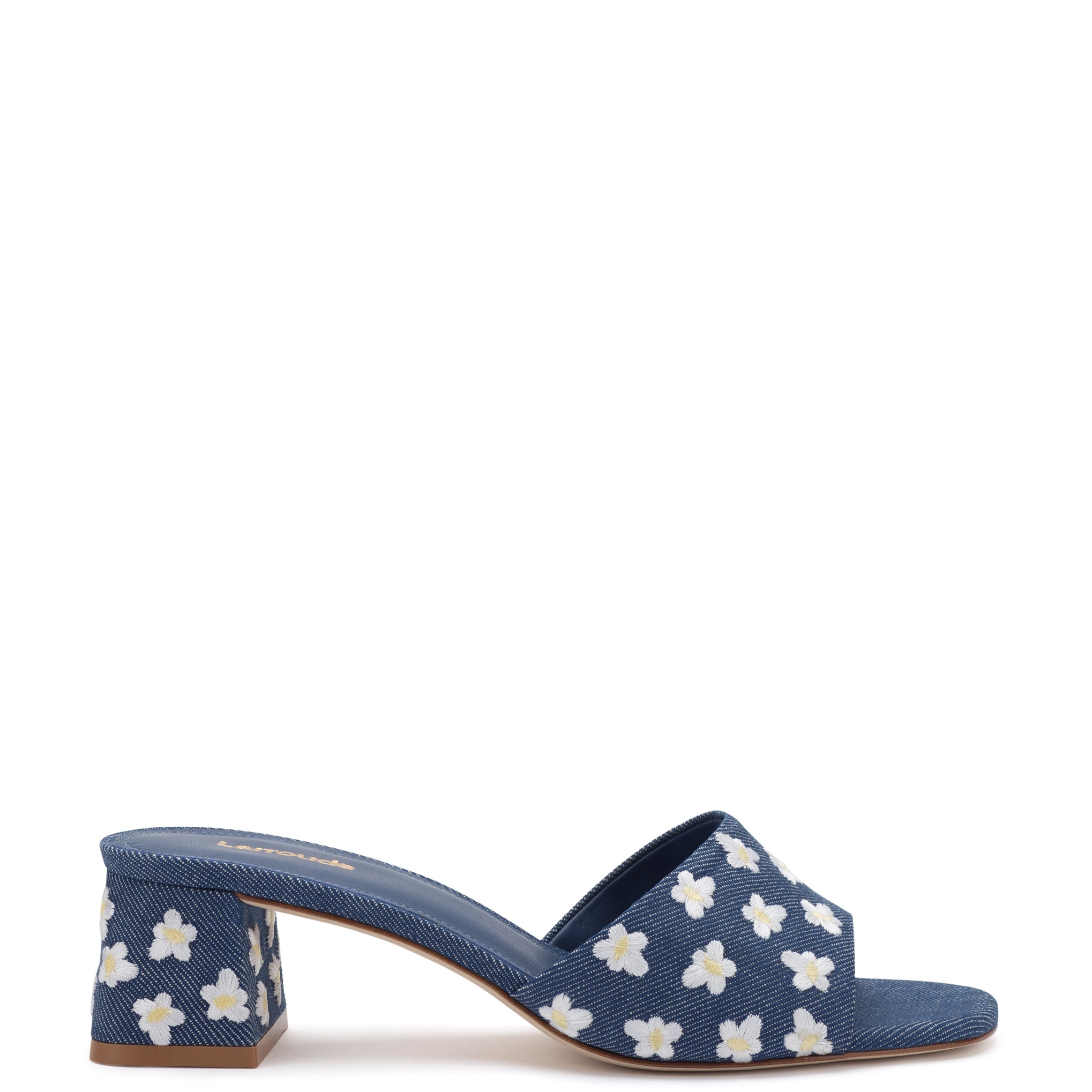 Brigitte Mule In Blue Denim by Larroudé