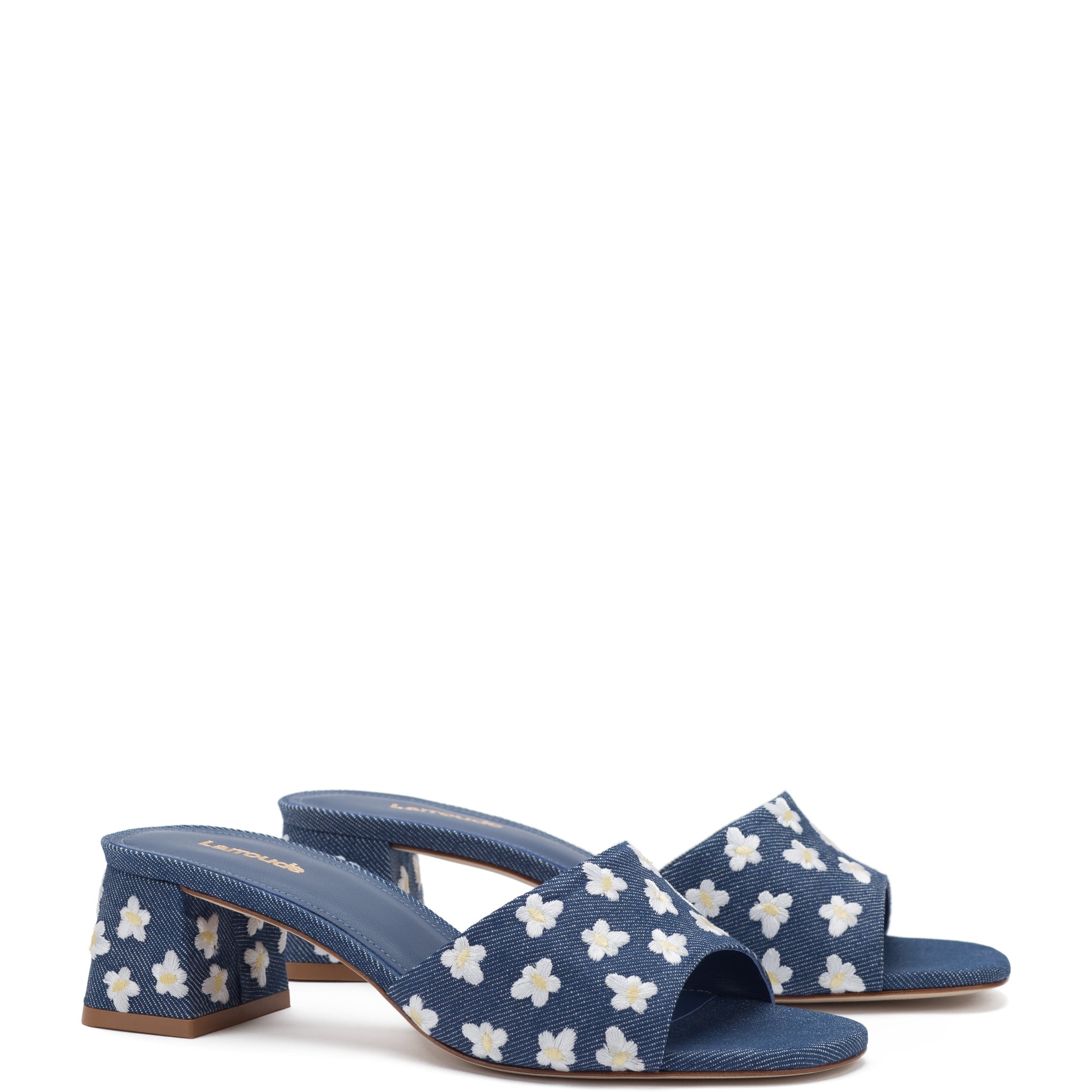 Brigitte Mule In Blue Denim by Larroudé