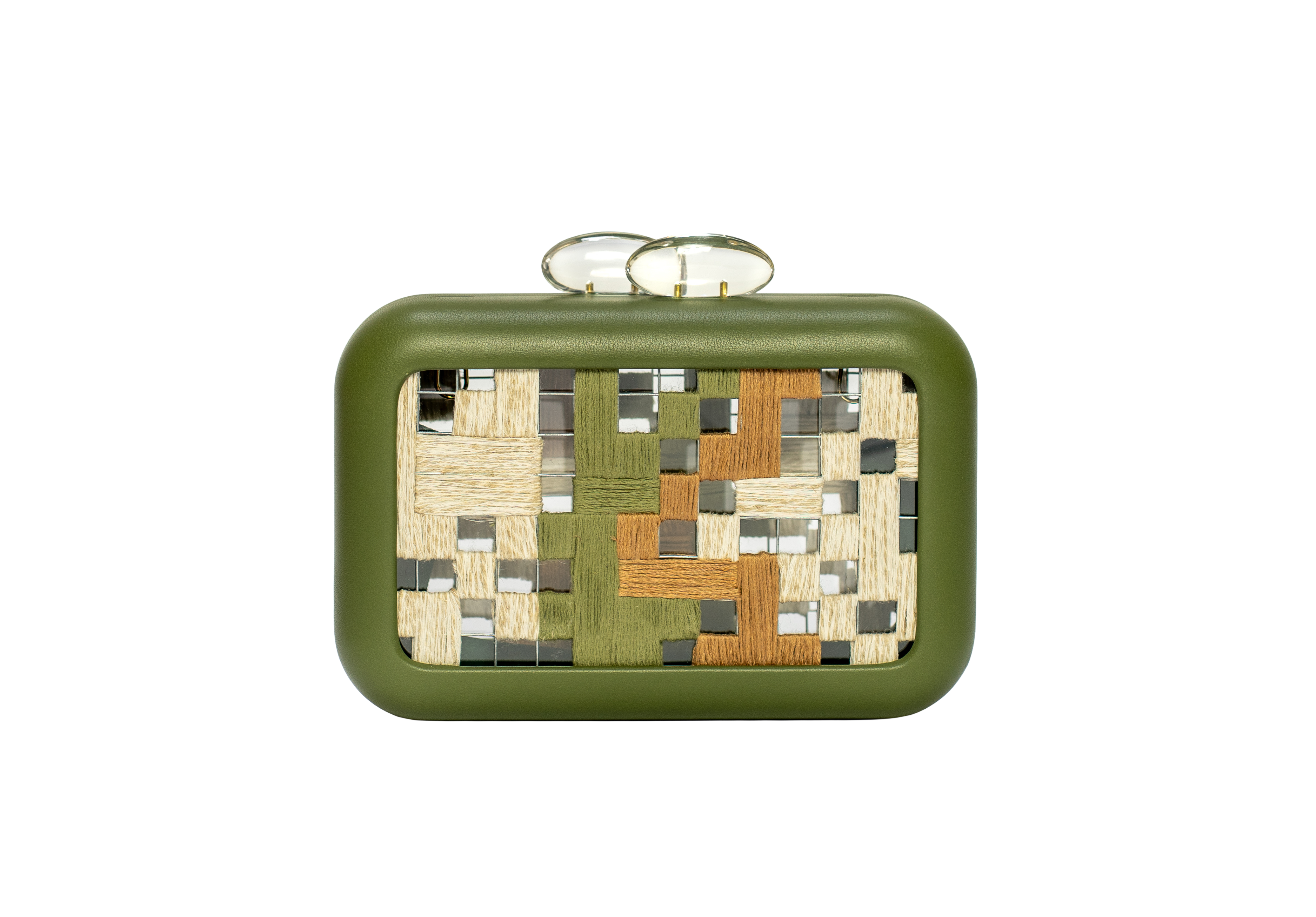 Simetris Green Squares Clutch by Sy&Vie