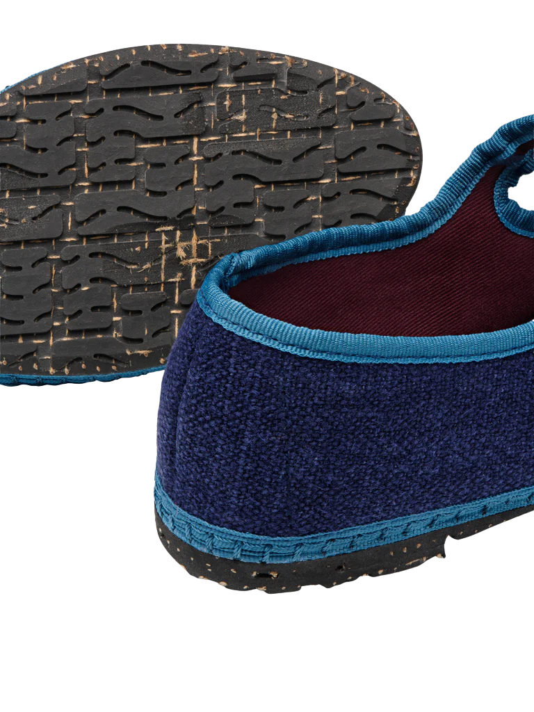 Arthur Linen Mary Jane Flats - Azul Marino by Flabelus