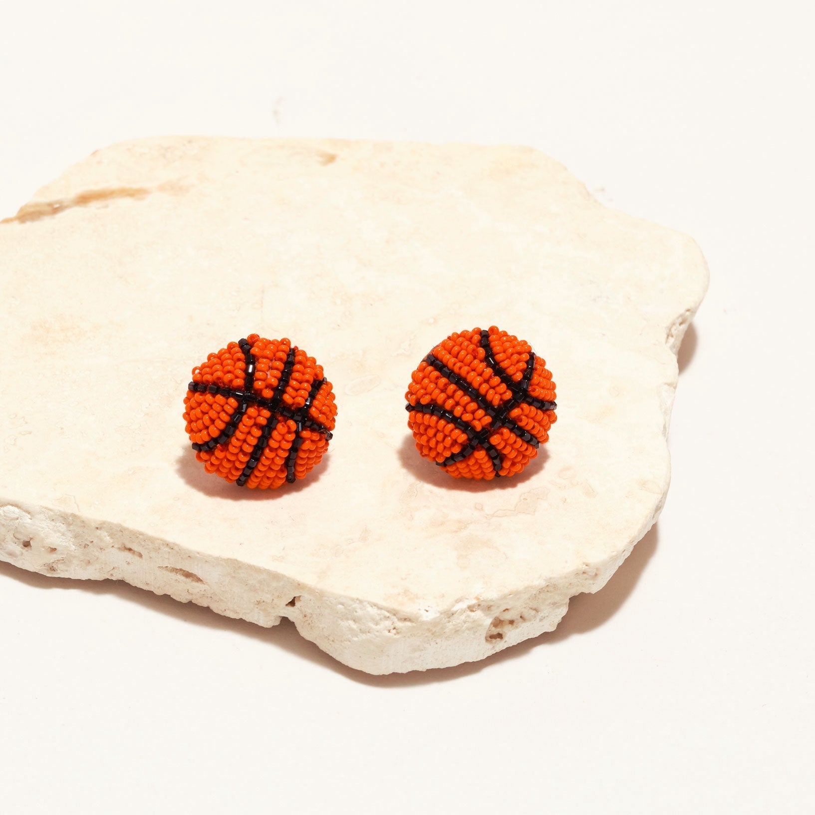 Basketball Studs Orange Black by Mignonne Gavigan