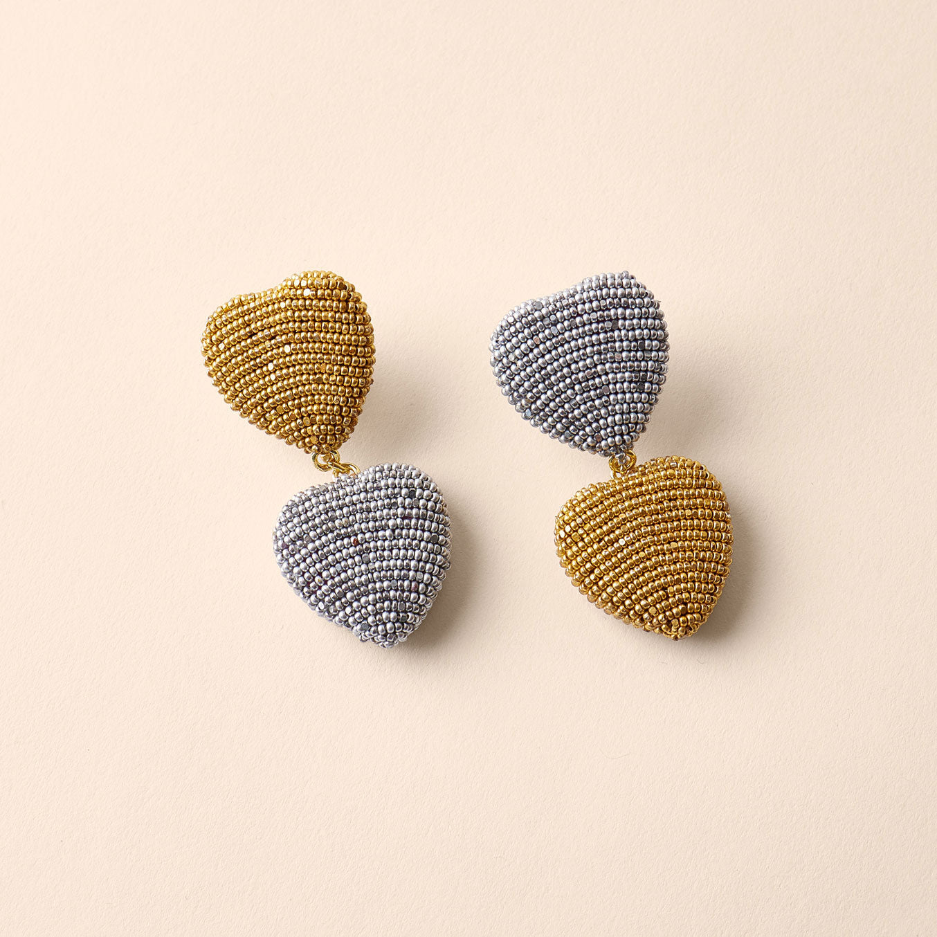 Mini Heart Breaker Drop Earrings Silver Gold by Mignonne Gavigan
