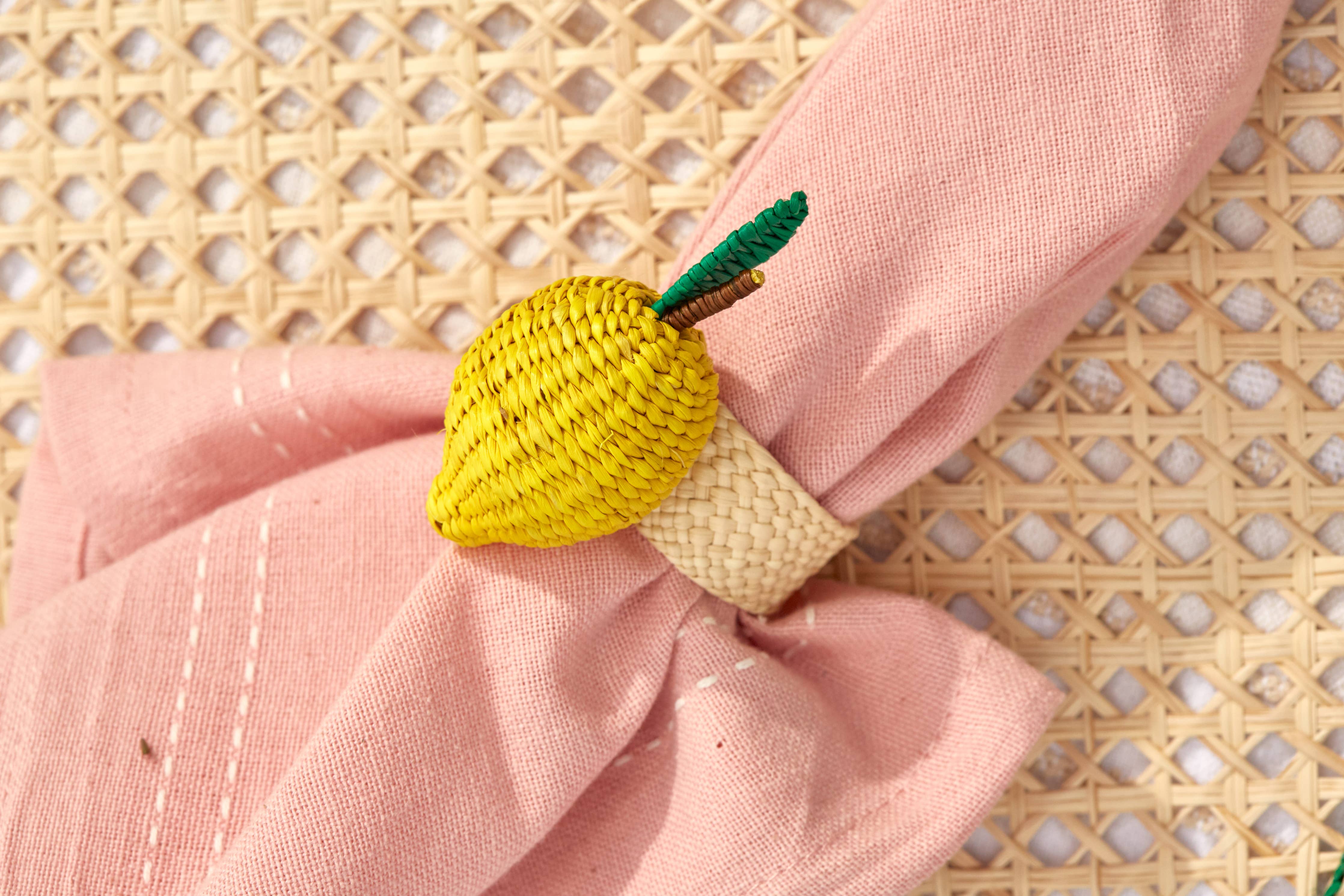 Lemon Fruit Iraca Napkin Ring  - Straw Raffia Tableware by Coro Cora