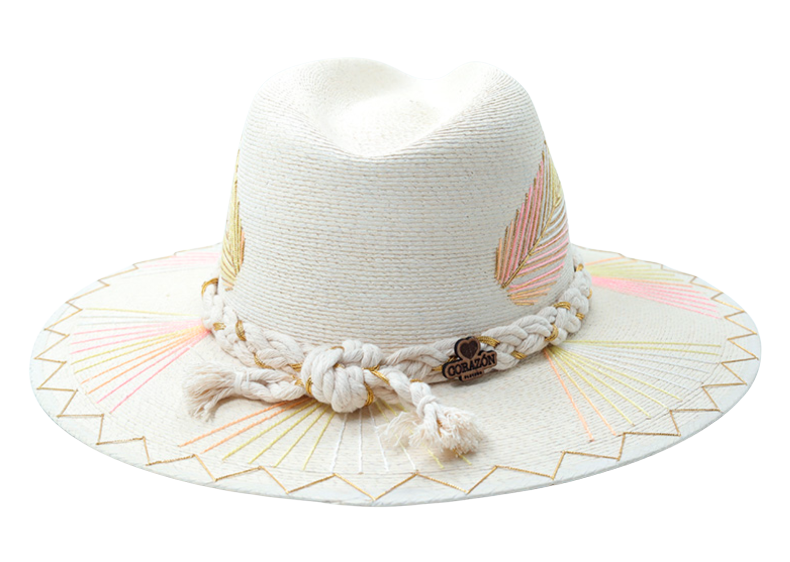 Exclusive Pink and Yellow Feather Hat by Corazon Playero