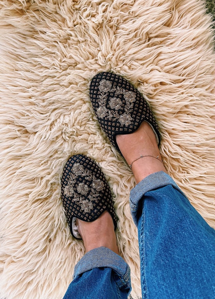 Embellished Shearling Smoking Loafer by Llani