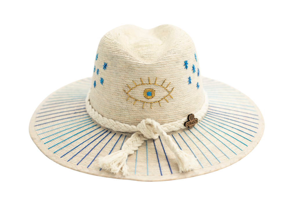 Evil eye handpainted on sale straw hat