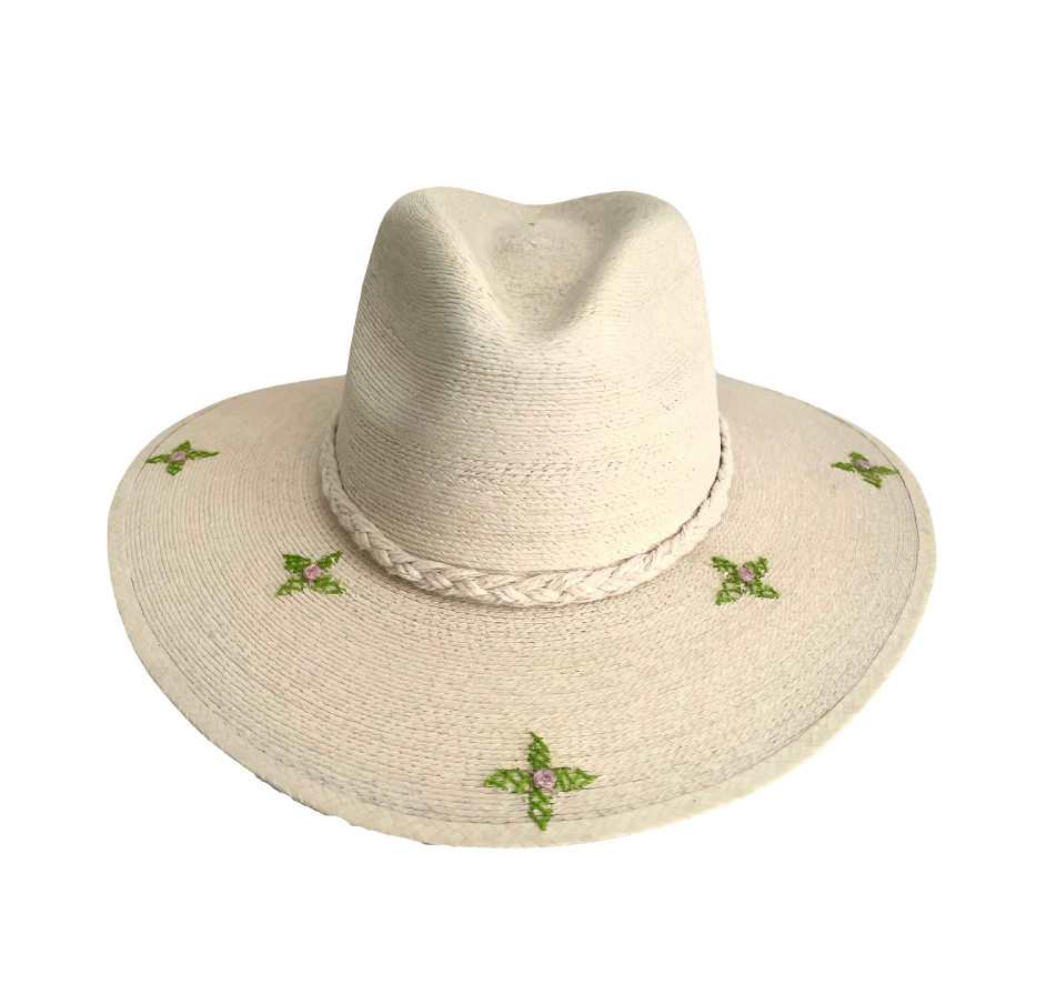 Verde Flores Palm Hat | Exclusive Green Floral Beach Hat by Corazon Playero