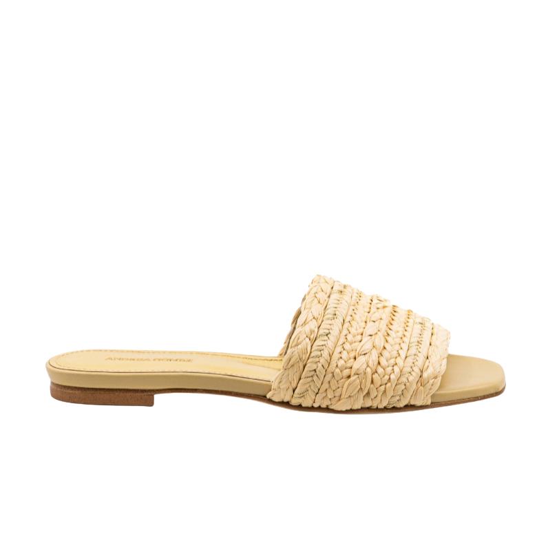 Denise Natural Raffia Slide by Andrea Gomez
